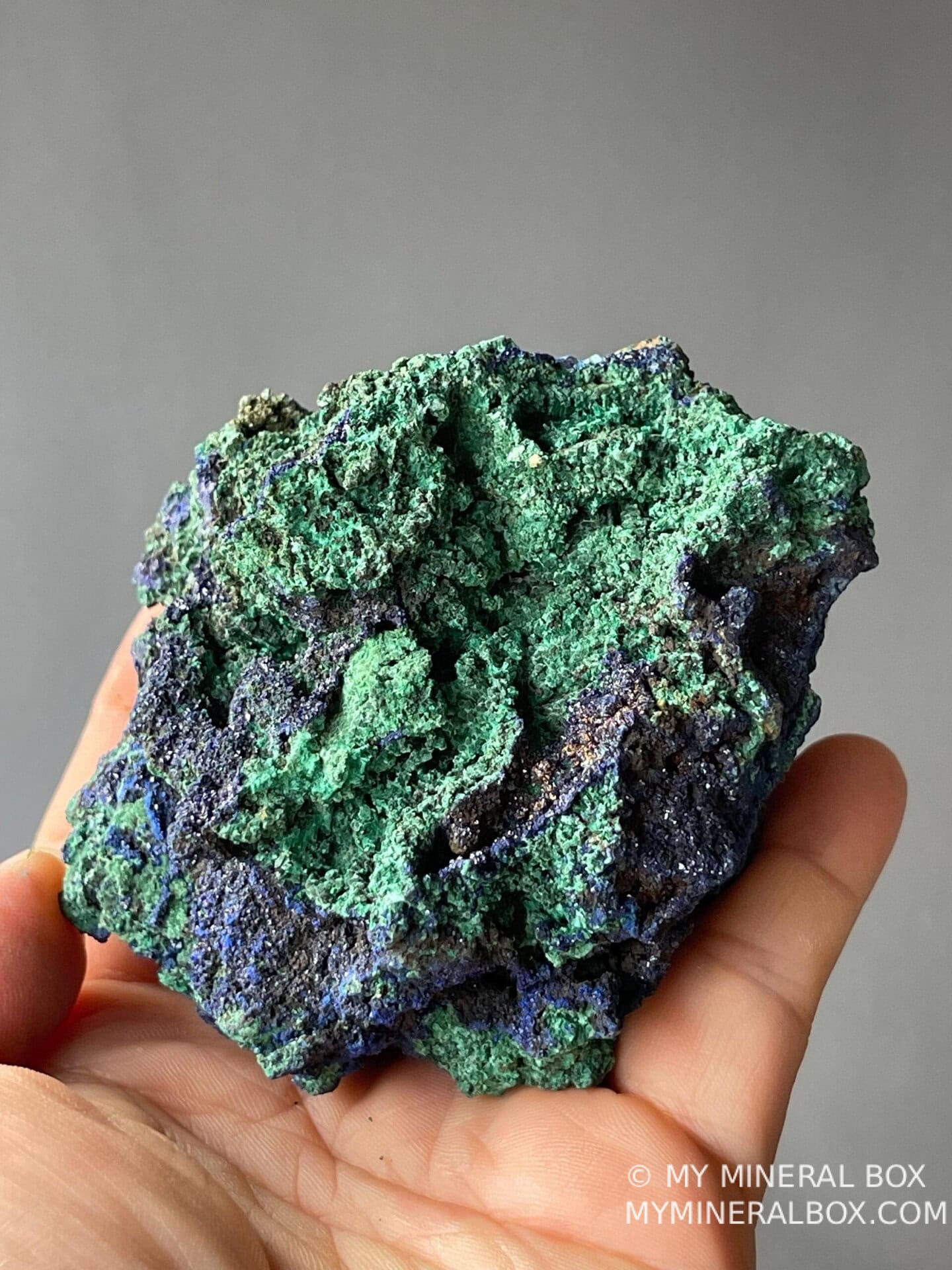 Moroccan azurite malachite displaying vitreous luster