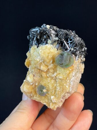 Calcite and Tourmaline Specimen - Fluorescent Crystals - Namibia - Exquisite Mineral Display