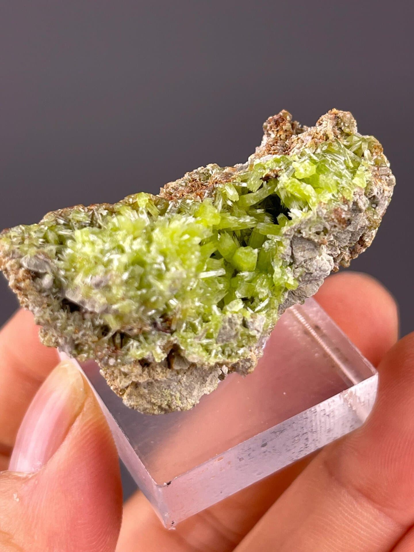 Hexagonal pyromorphite crystals with radial habit, China
