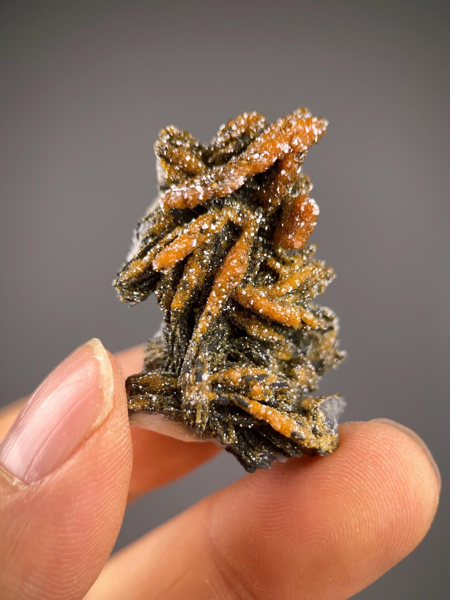 Vanadinite crystals displaying adamantine luster, Morocco