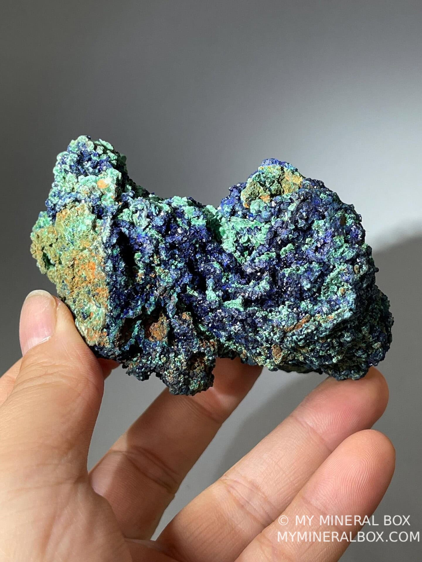 Blue azurite with green malachite from Chinese locality