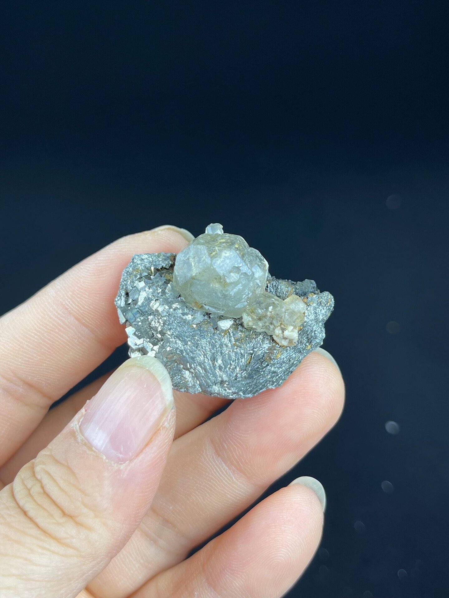 Top view of fluorite sphere on iron matrix, Inner Mongolia