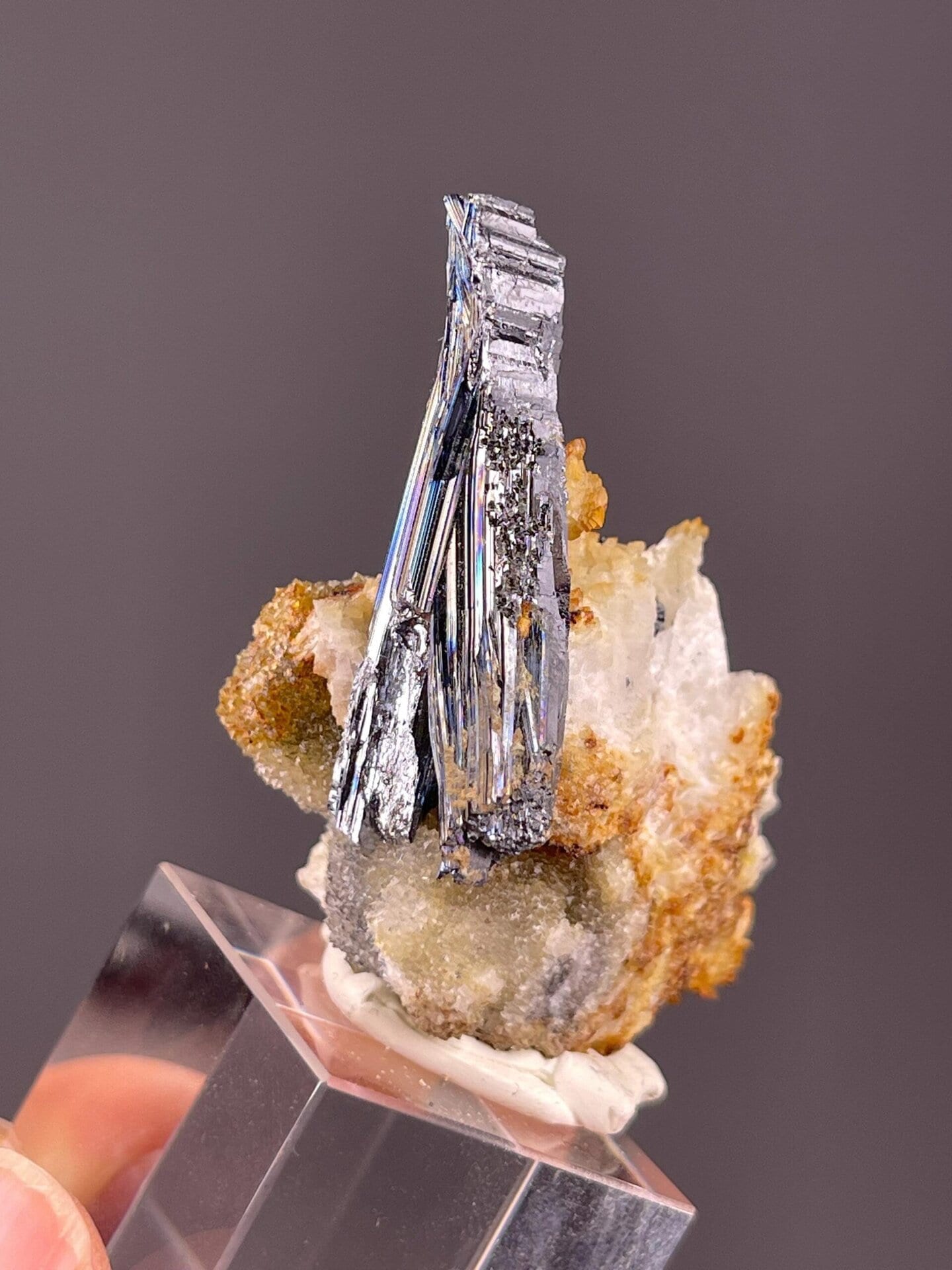 Scale view of 1.6x0.9x2.1 in stibnite matrix specimen