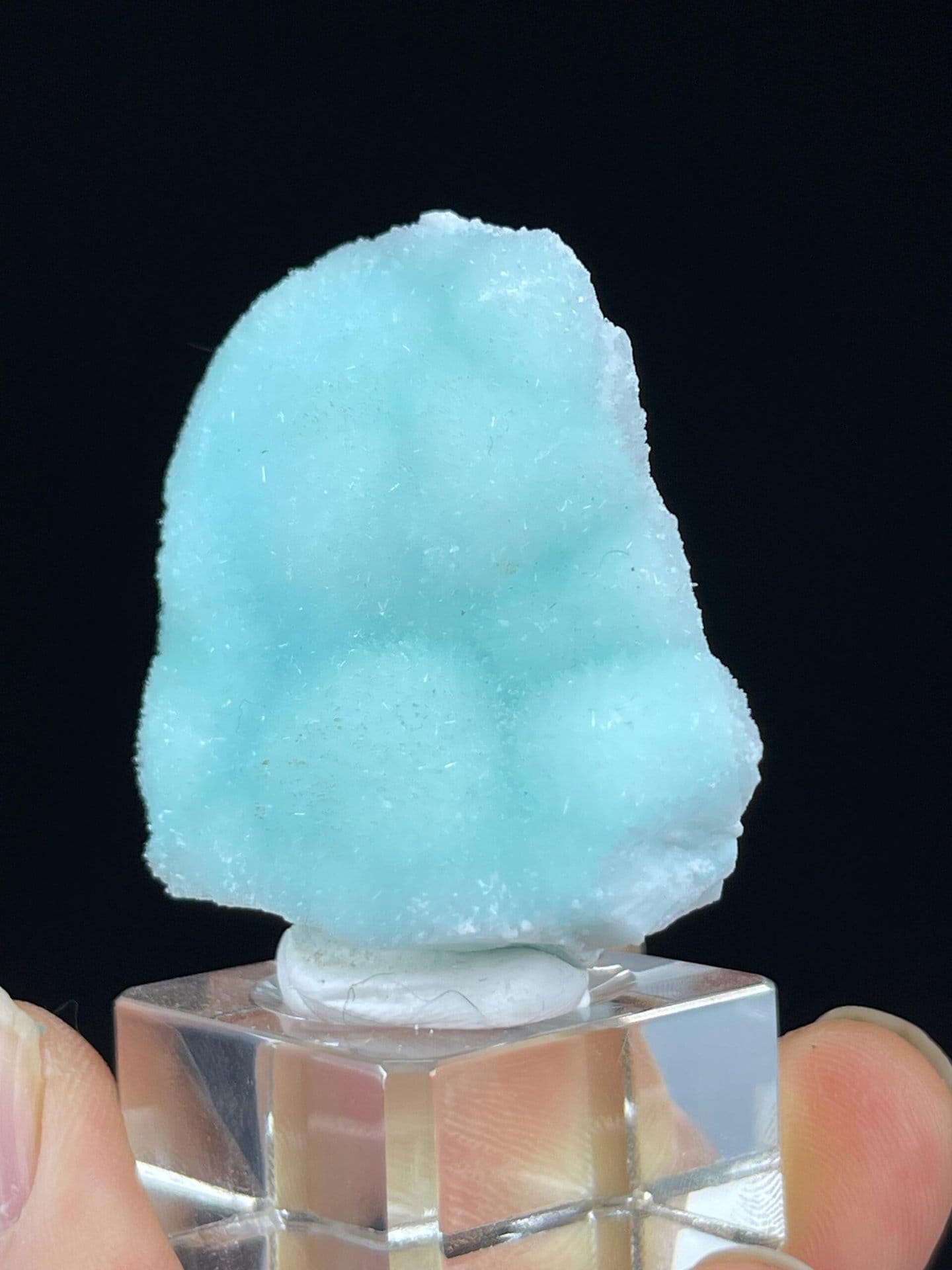Close-up of hair-like aragonite needle crystals from Yunnan