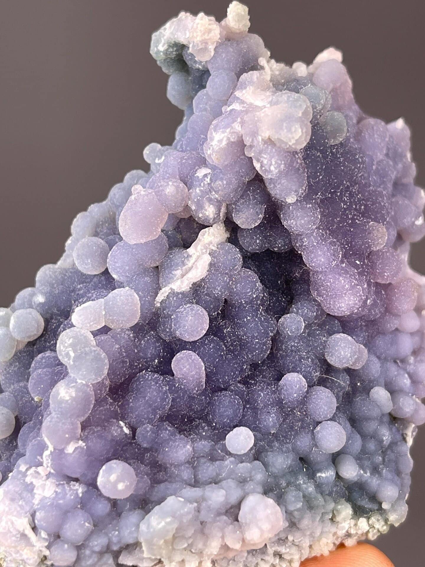 Lavender grape agate spheres with starlight shimmer finish