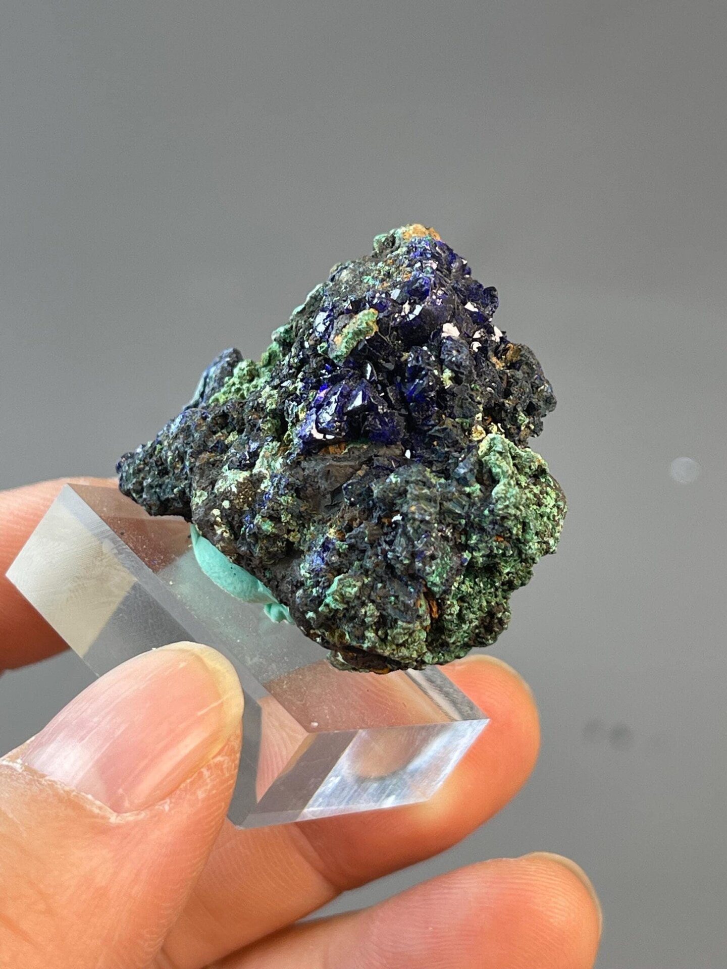 Metallic chalcopyrite crystal with natural oxide tarnish