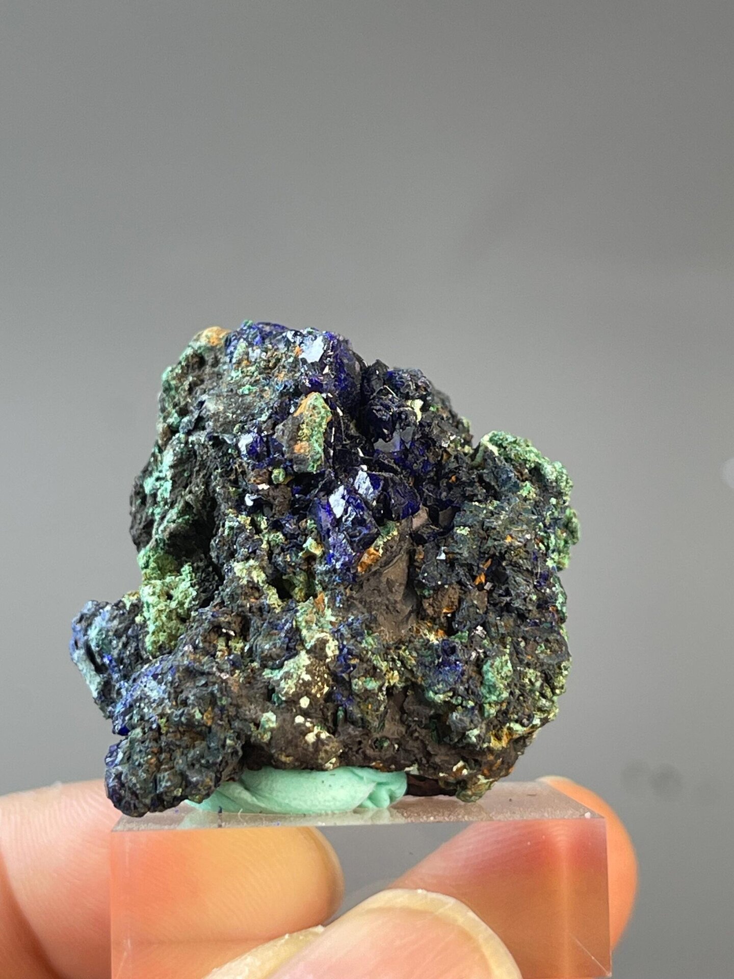 Top view of chalcopyrite showing multicolor iridescence