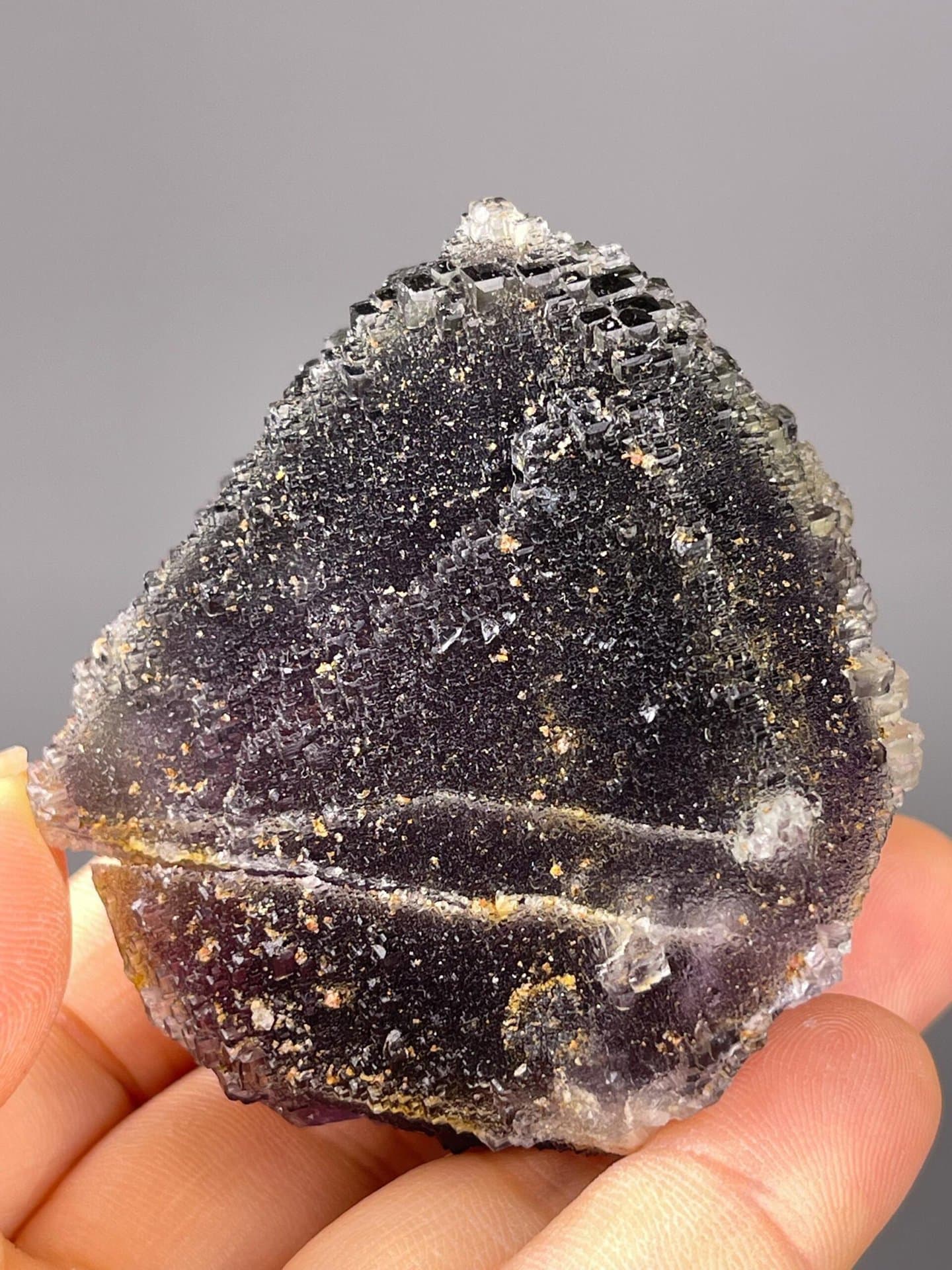 Isometric fluorite with sugar druze surface, Fujian, China