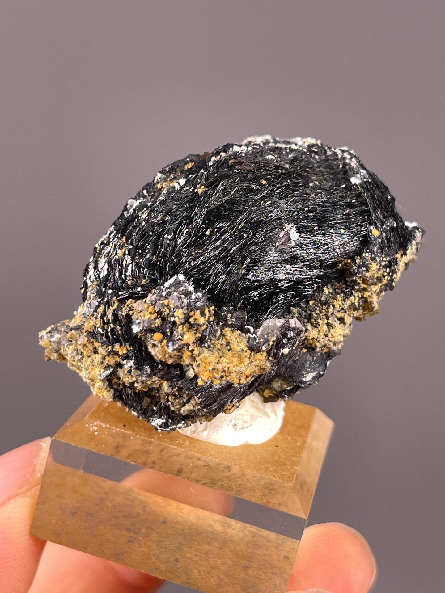 Scale view of 1.5x1.2x1.7 in specular hematite cluster
