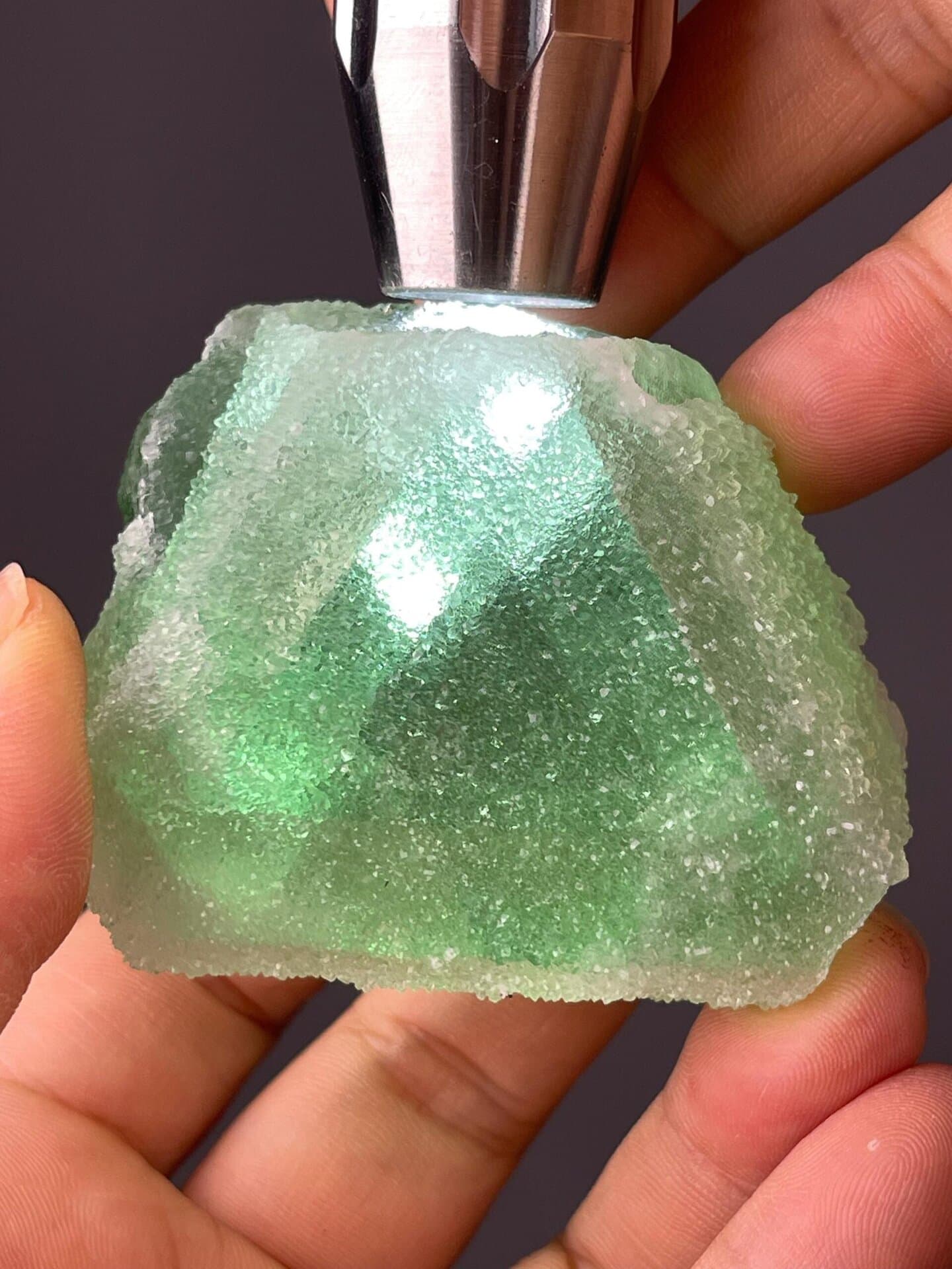 Scale view of 2.5x2.2x1.3 in fluorite crystal pair