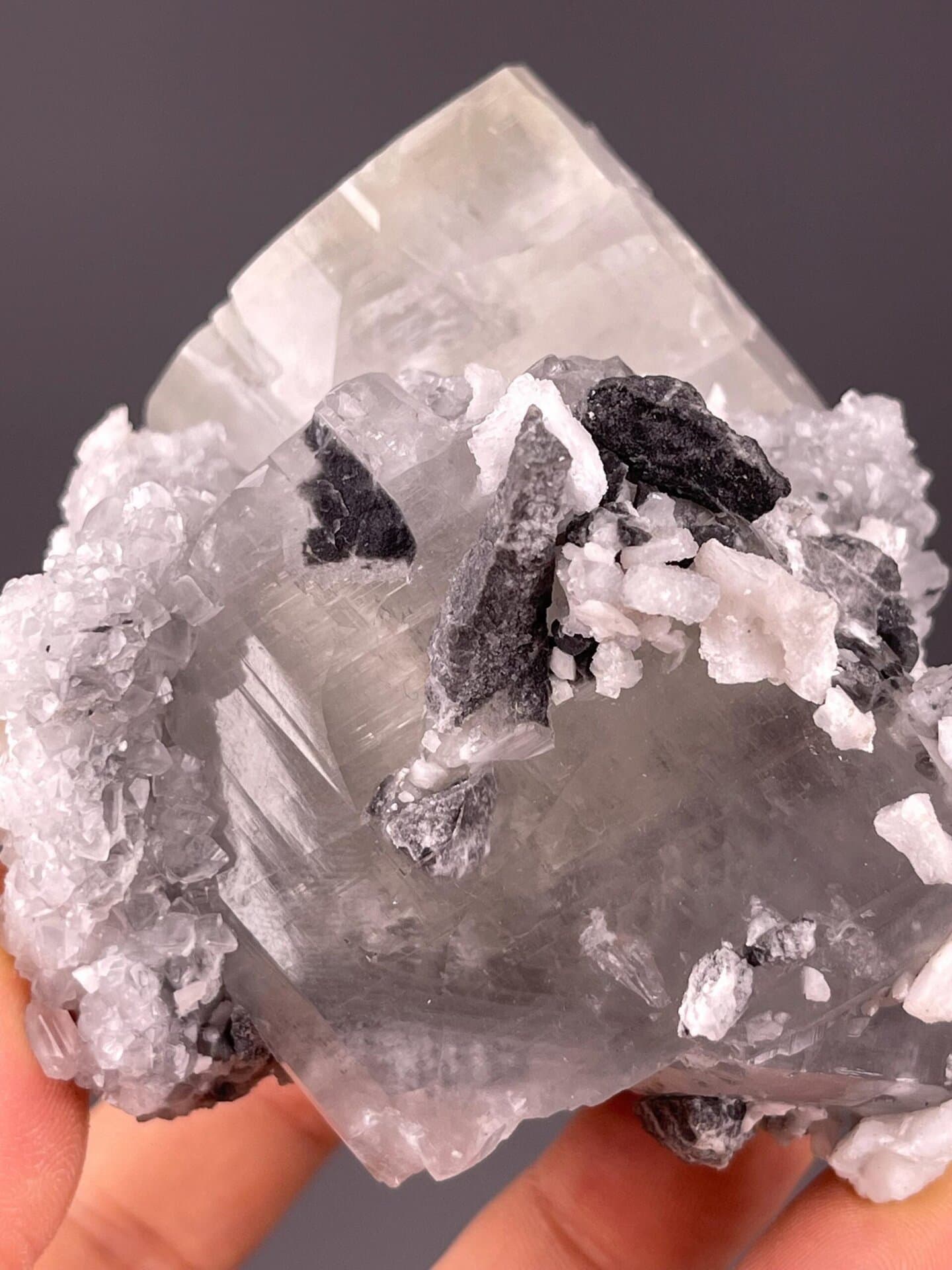 Water-clear calcite tower showing natural transparency