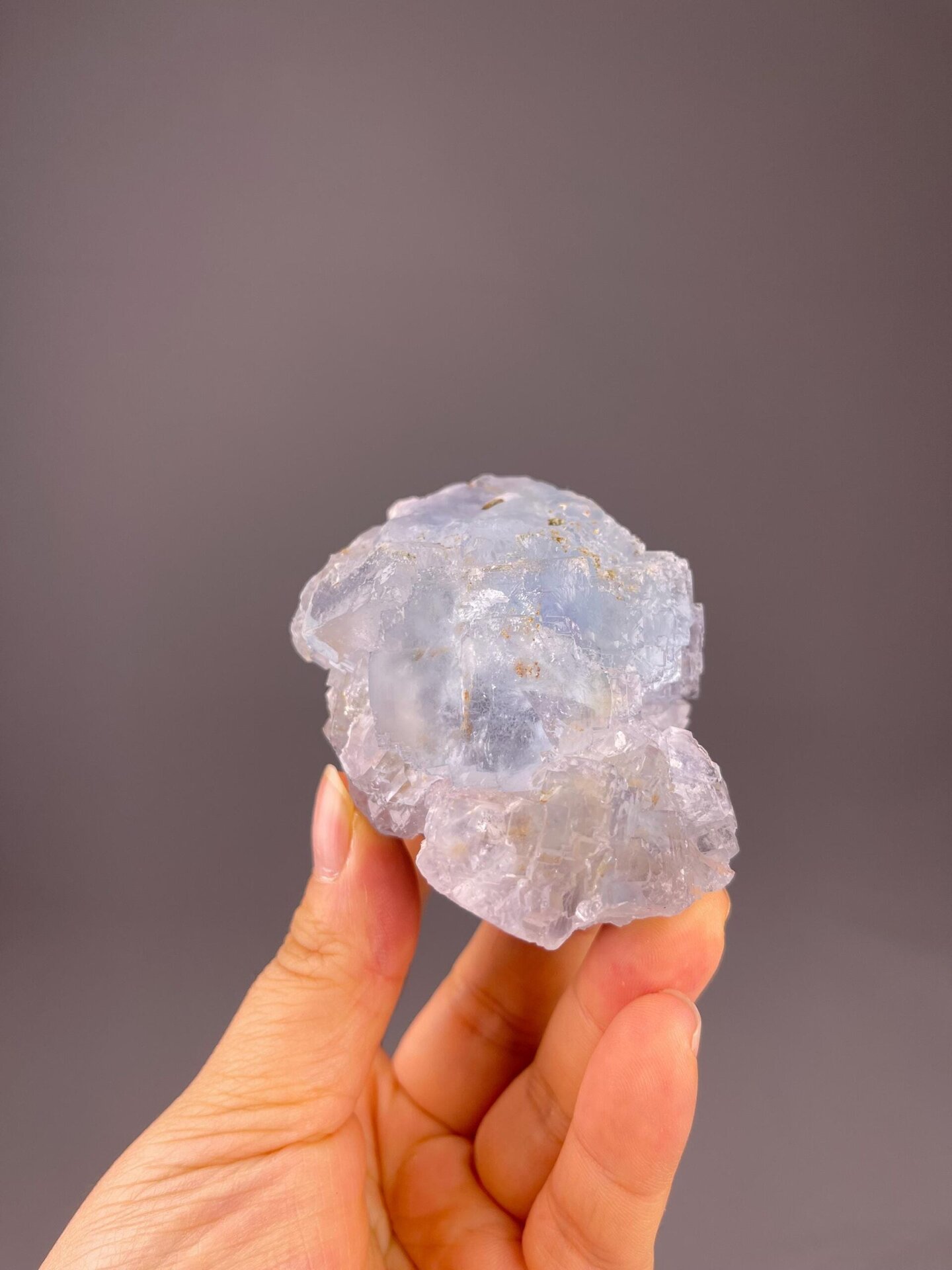 CaF₂ isometric fluorite with rare icy blue coloration, Shangbao