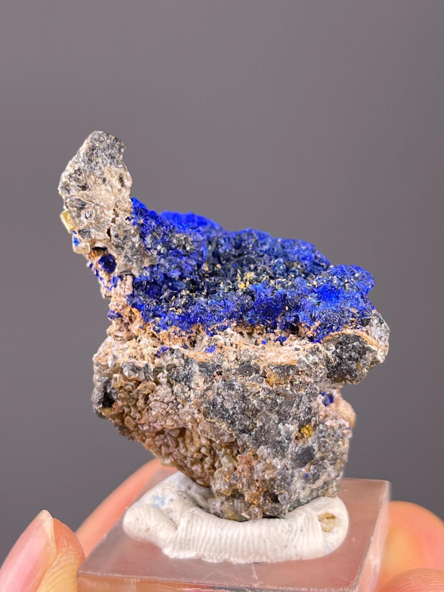 Rich deep blue azurite with layered crystal formations, China