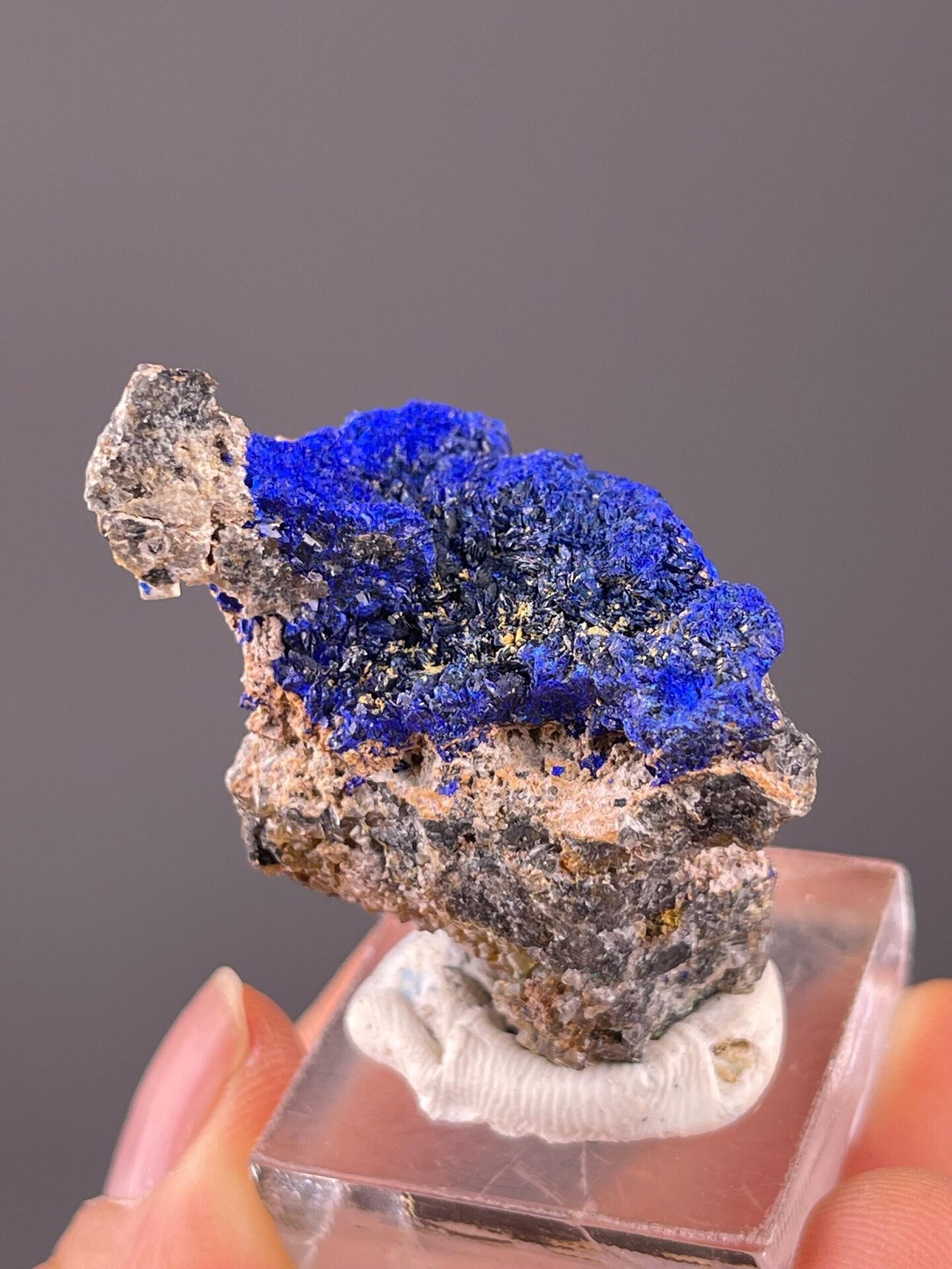 Azurite with characteristic intense blue copper carbonate color