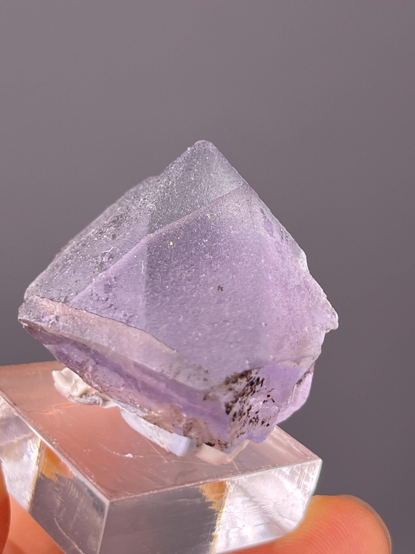 Rare octahedral fluorite habit with dissolution surface texture