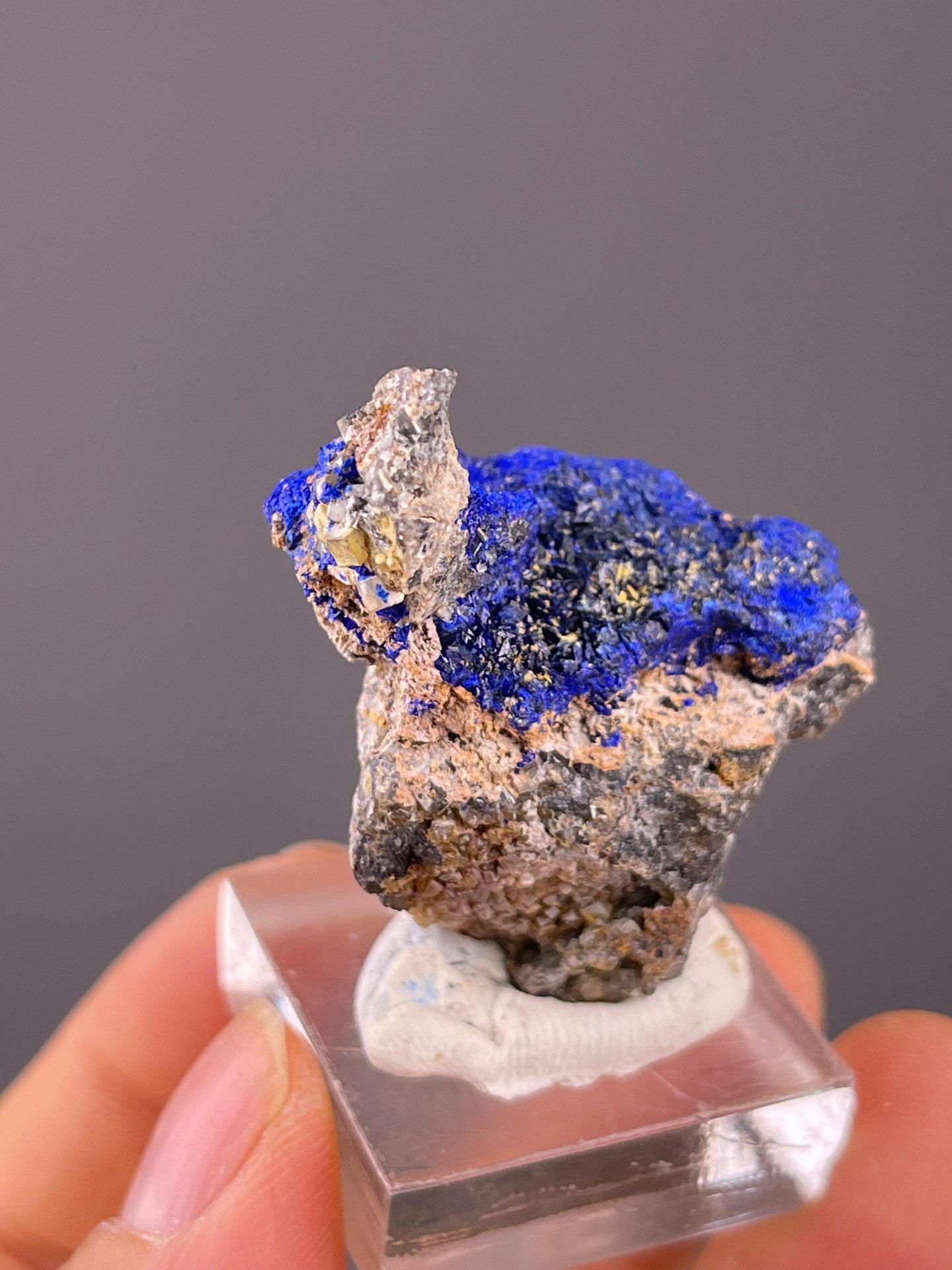 Natural azurite with layered blue crystal habit from China