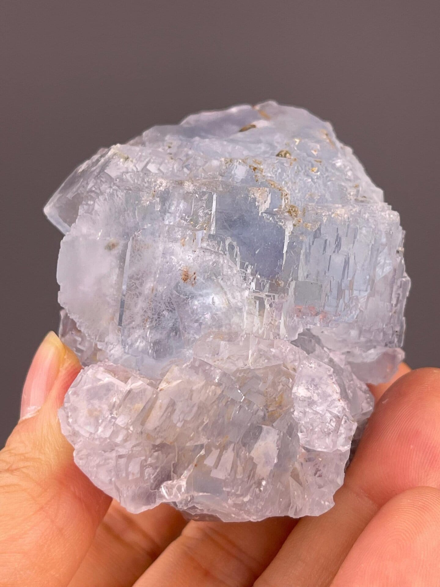 Hunan blue fluorite with large translucent cubic crystal mass