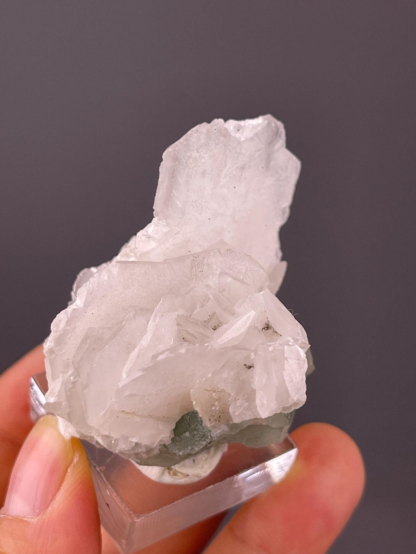 Fujian green fluorite with calcite, isometric cubic crystal habit