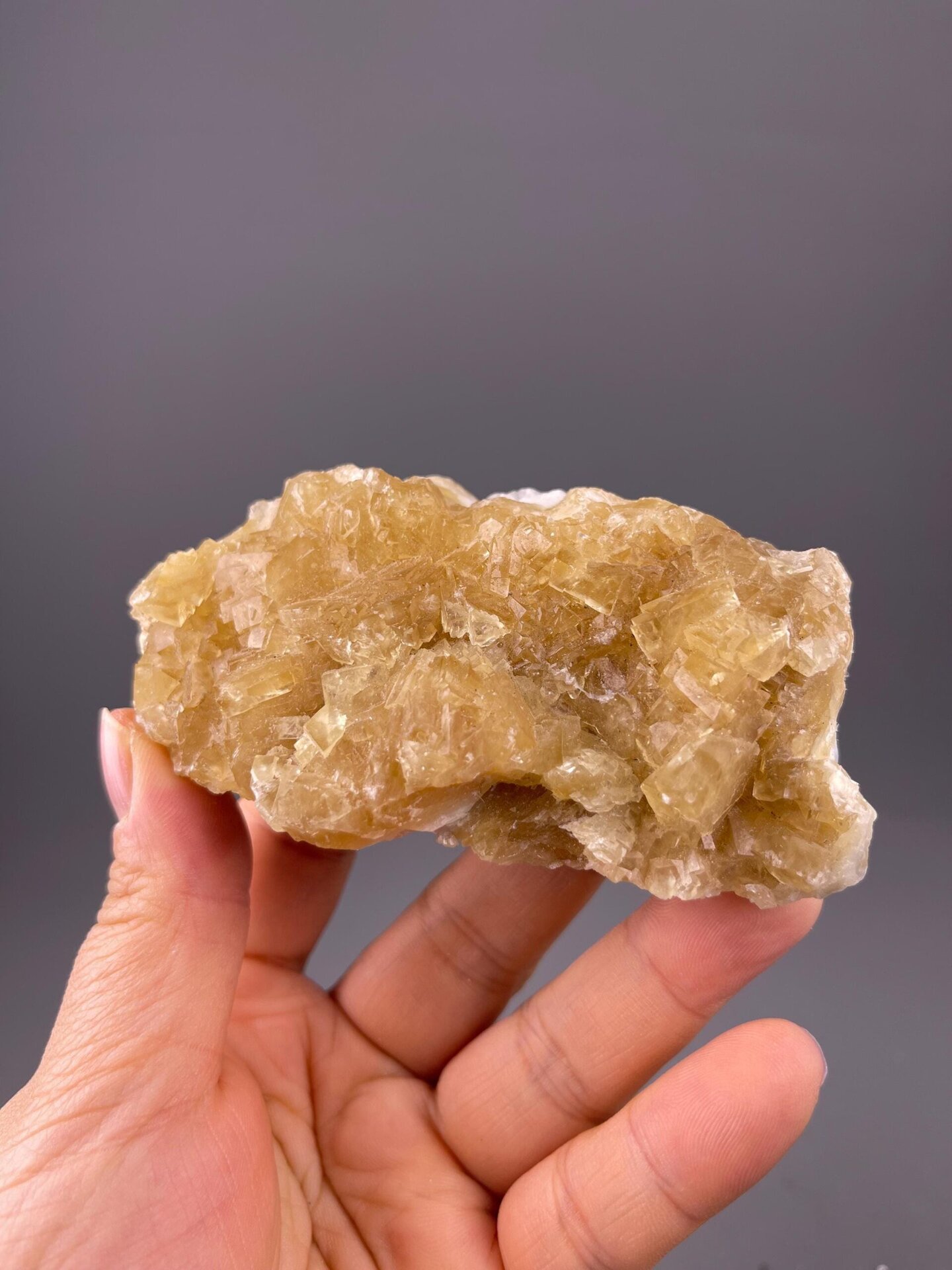 Yellow fluorite cluster measuring 3.7×1.0×1.9 inches