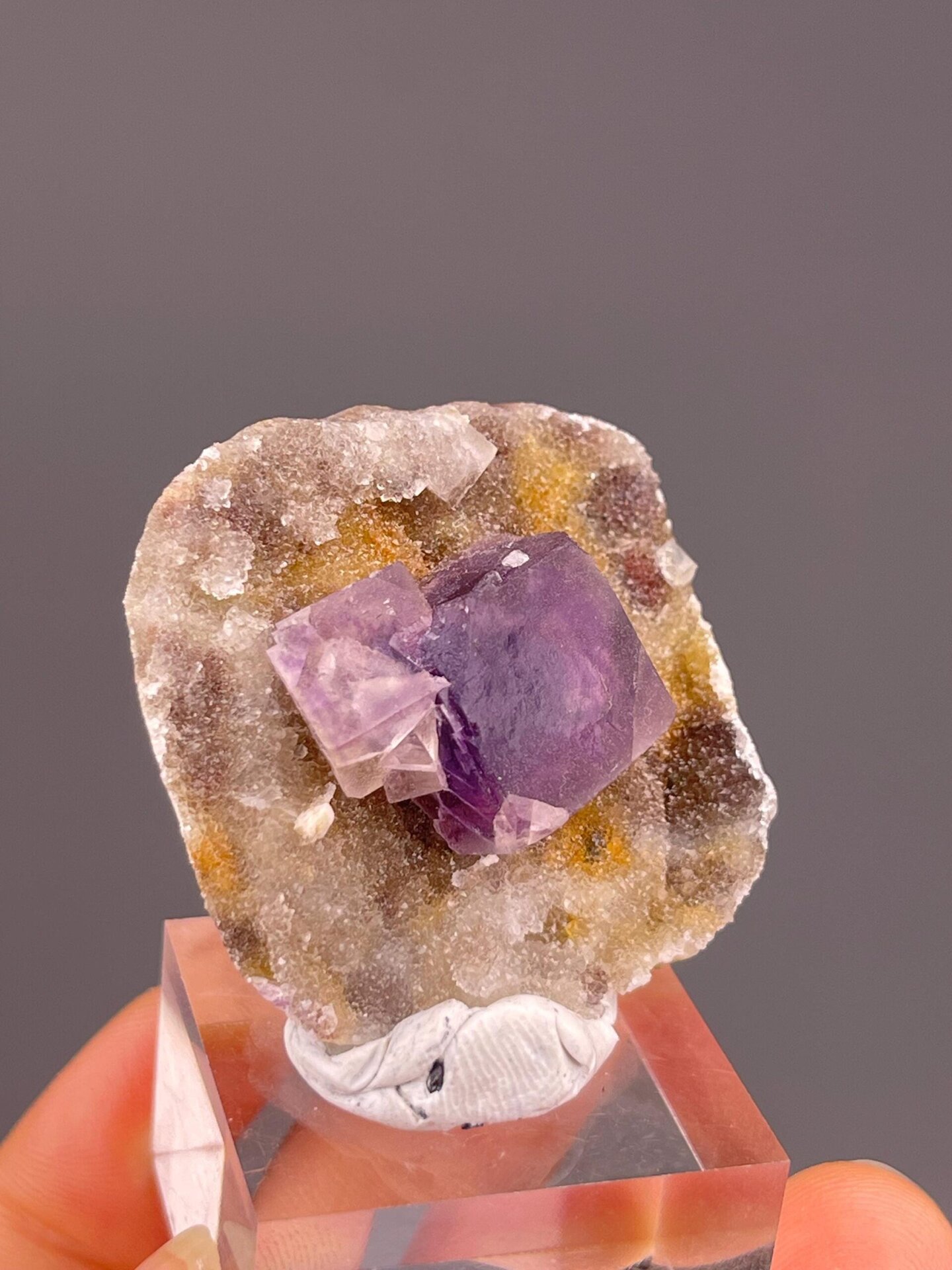 Fluorite cube with phantom frame, 1.3×0.7×1.4 inches