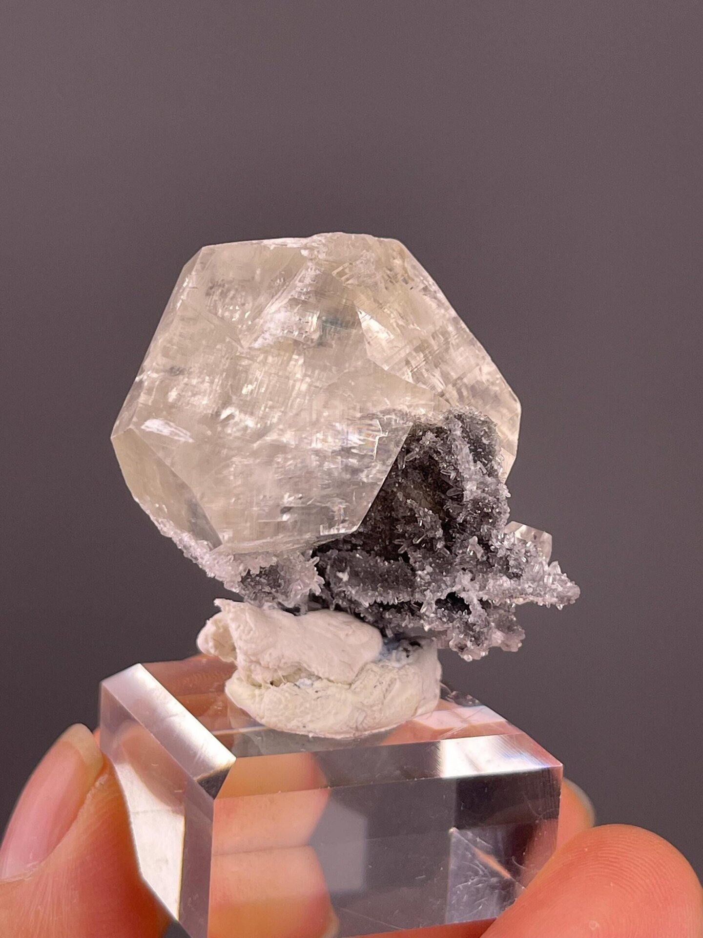 Classic calcite cleavage fragment with transparent interior