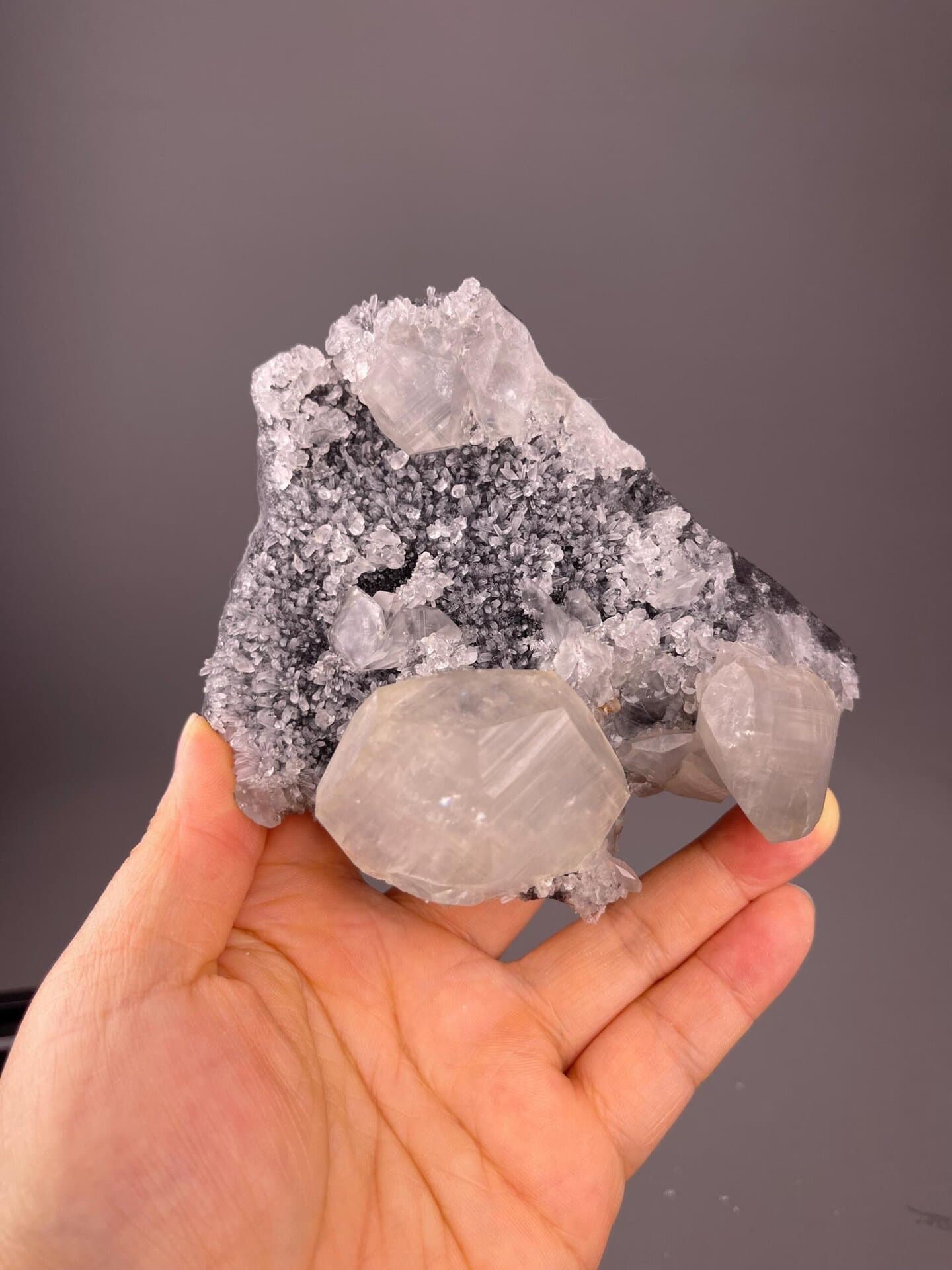 Lustrous calcite crystal with trigonal symmetry, Fujian origin
