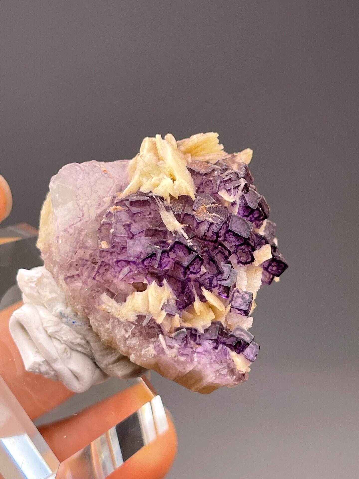 Fluorite cluster with rich violet-purple color saturation