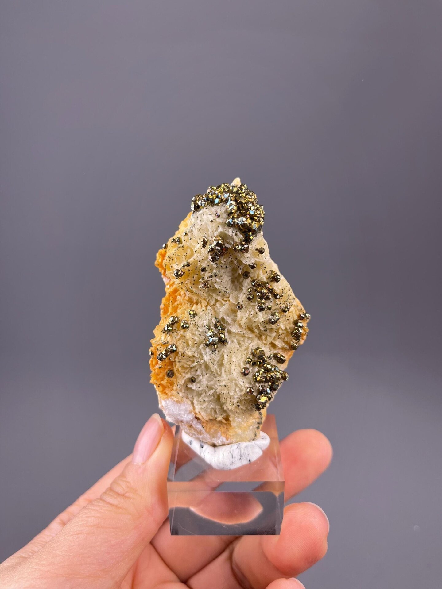 Pyrite with iridescent chalcopyrite from Hubei China