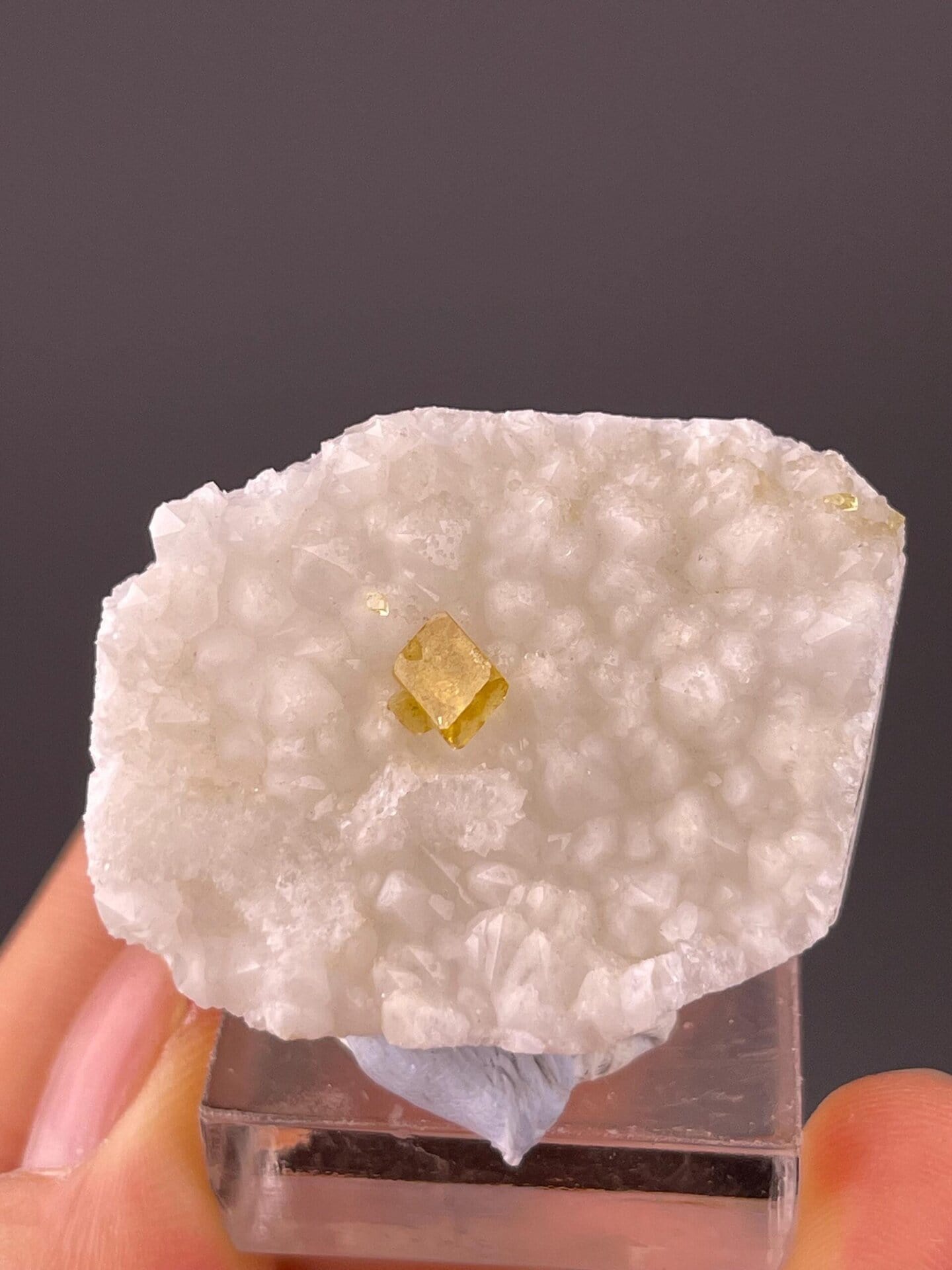 Tabular yellow barite crystal habit on matrix