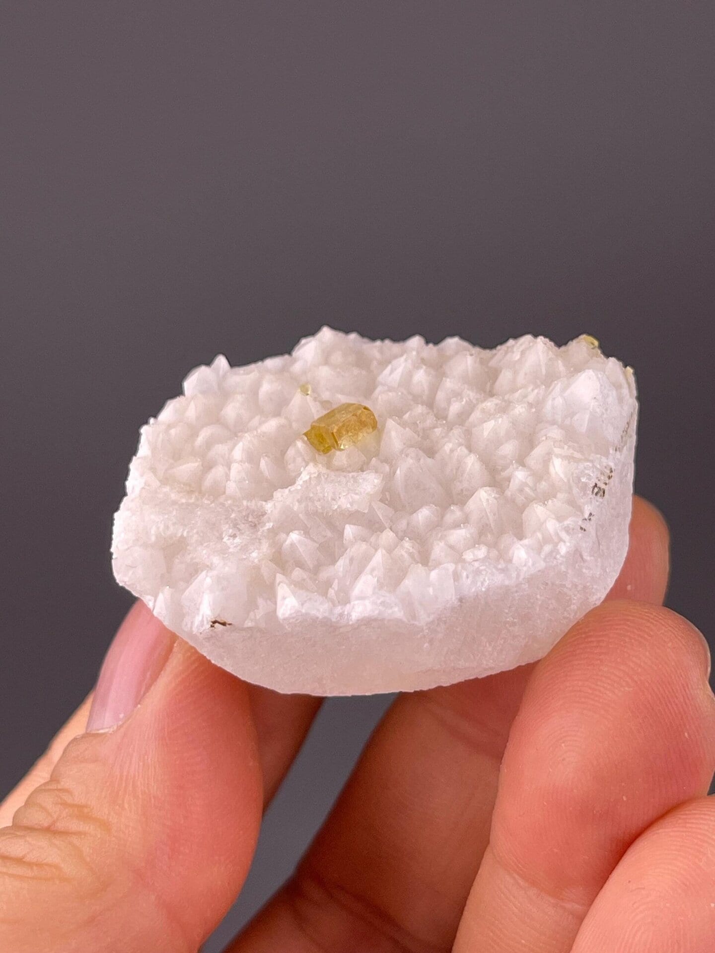 Pearly surface detail on yellow barite crystals