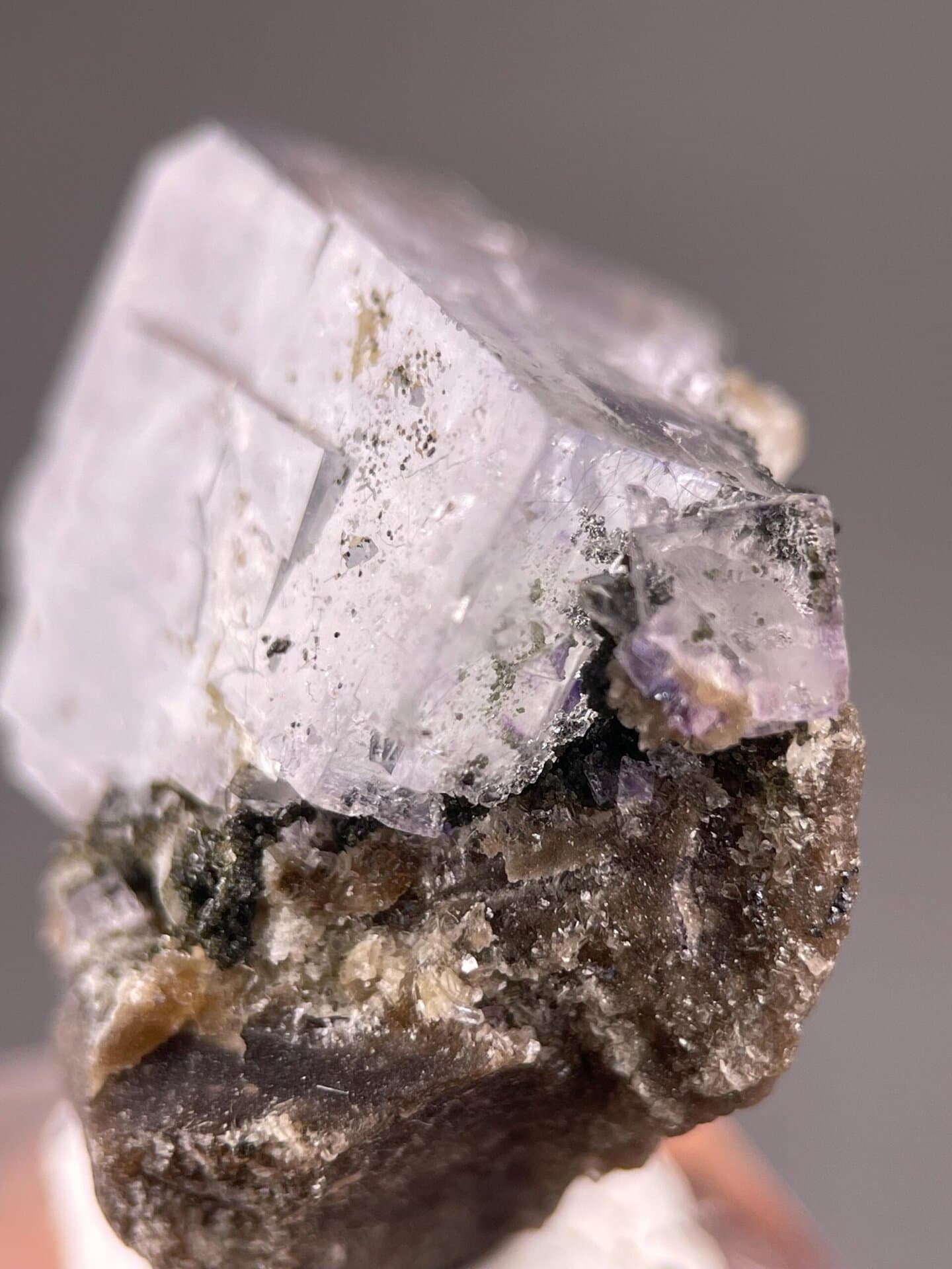 Full view of phantom fluorite cassiterite specimen