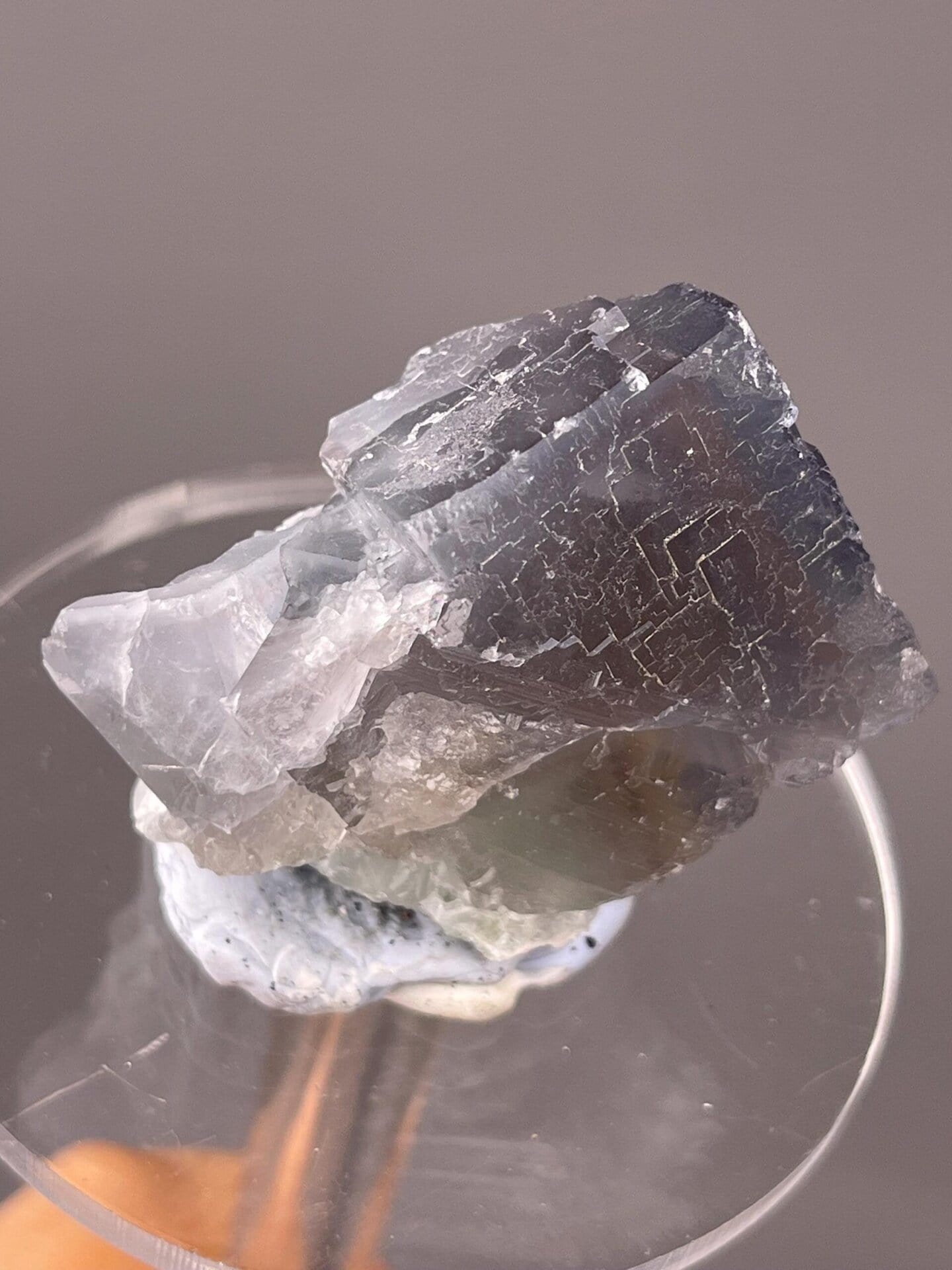 Fluorite cube etched surface texture close-up