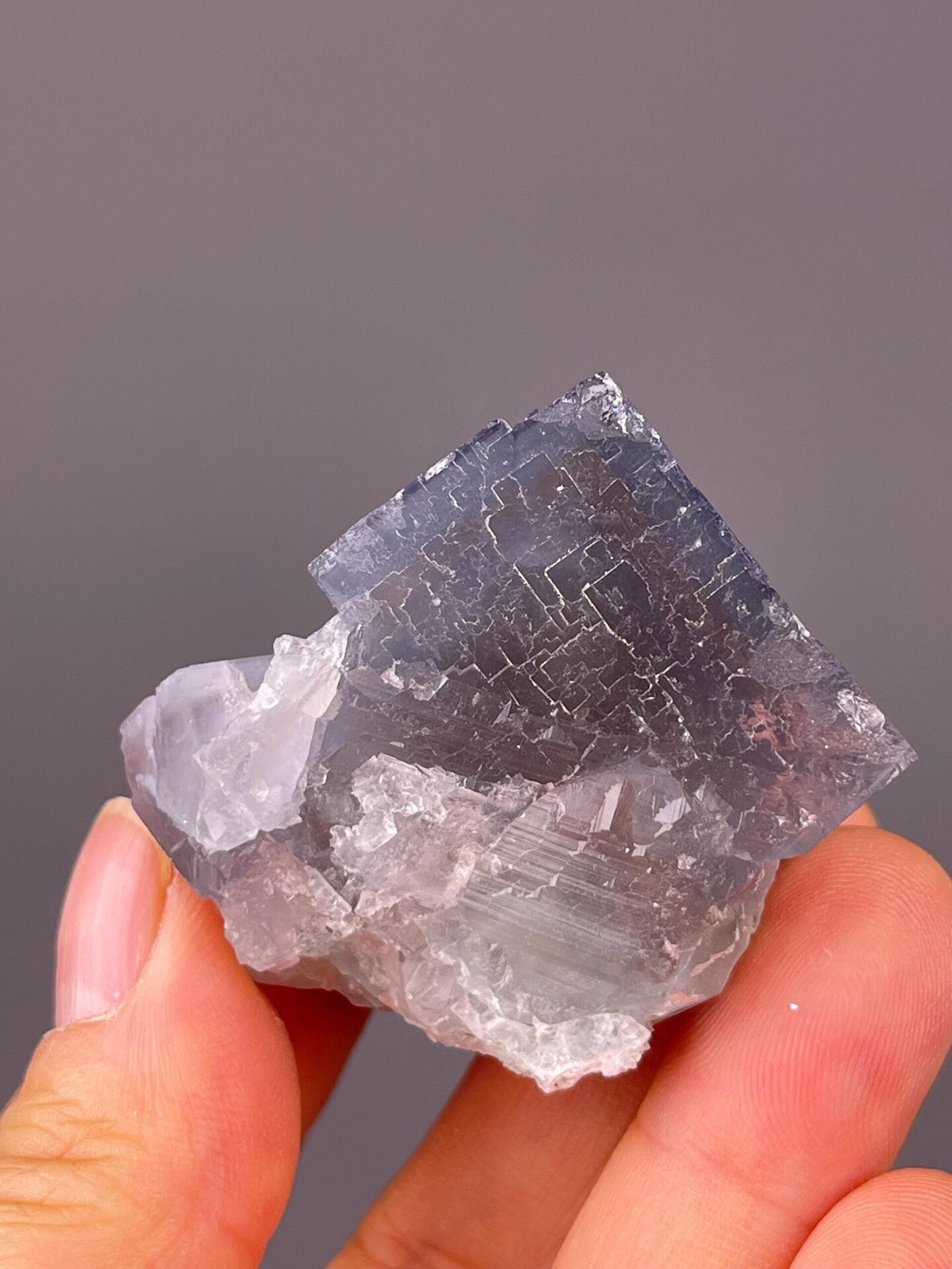 Etched fluorite cube Fujian ruler scale reference