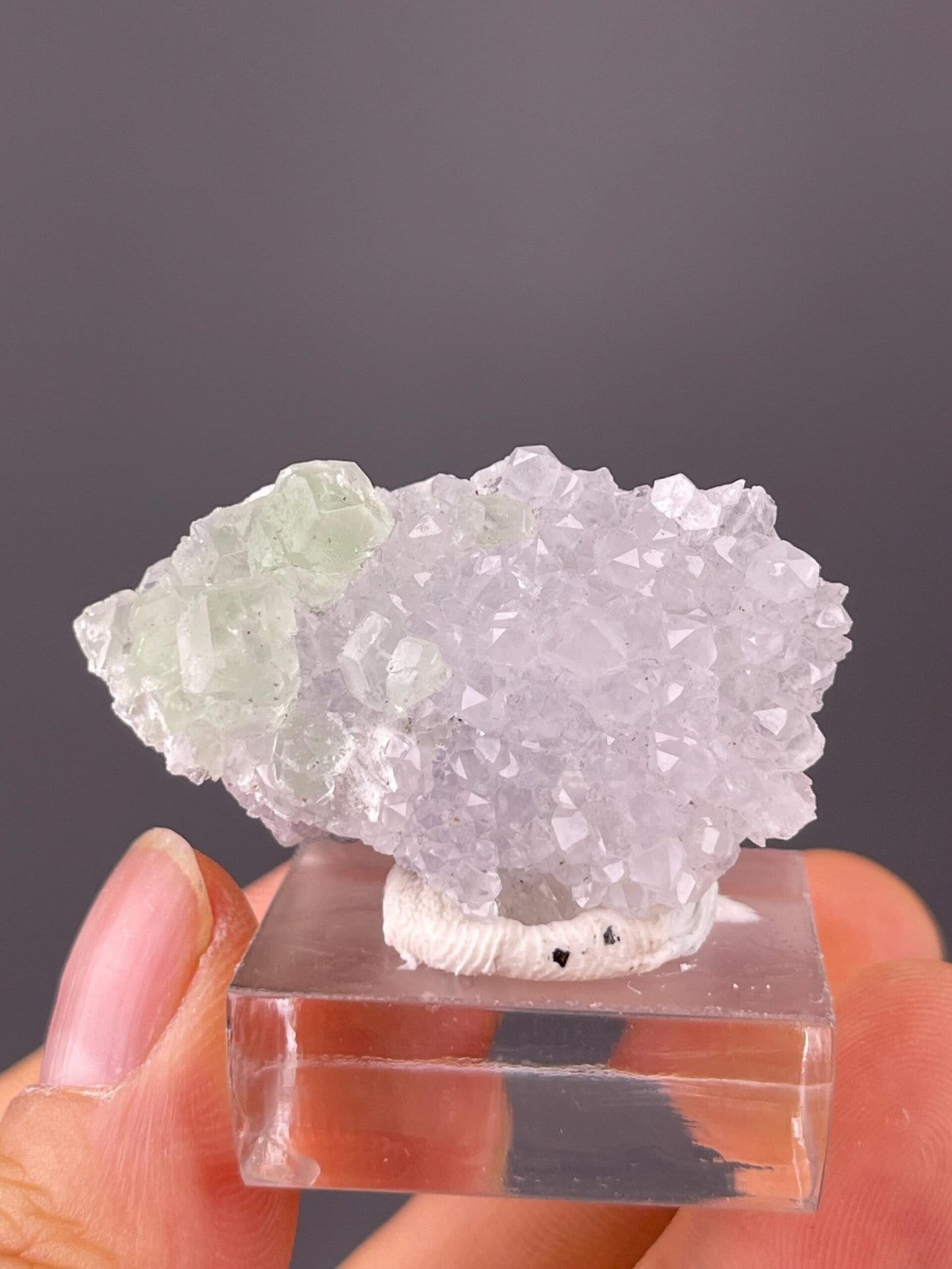 Green fluorite with quartz crystals from Fujian China