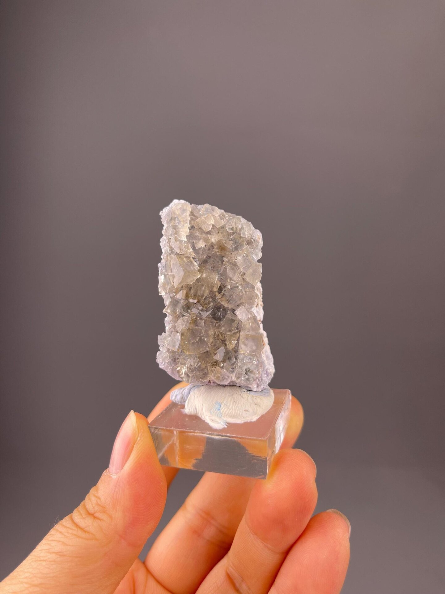 Close-up of pale yellow fluorite crystals