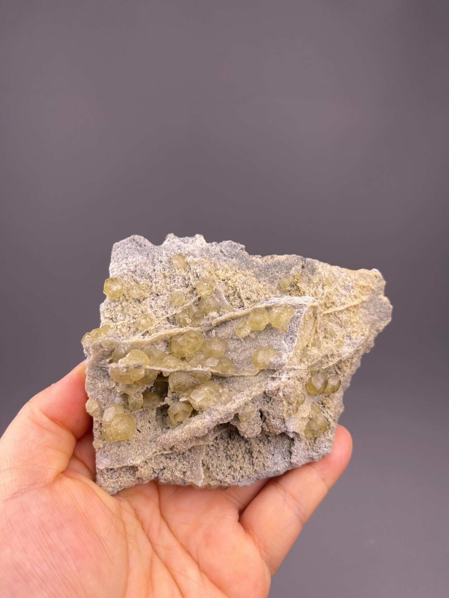 Side view of yellow calcite cluster Fujian