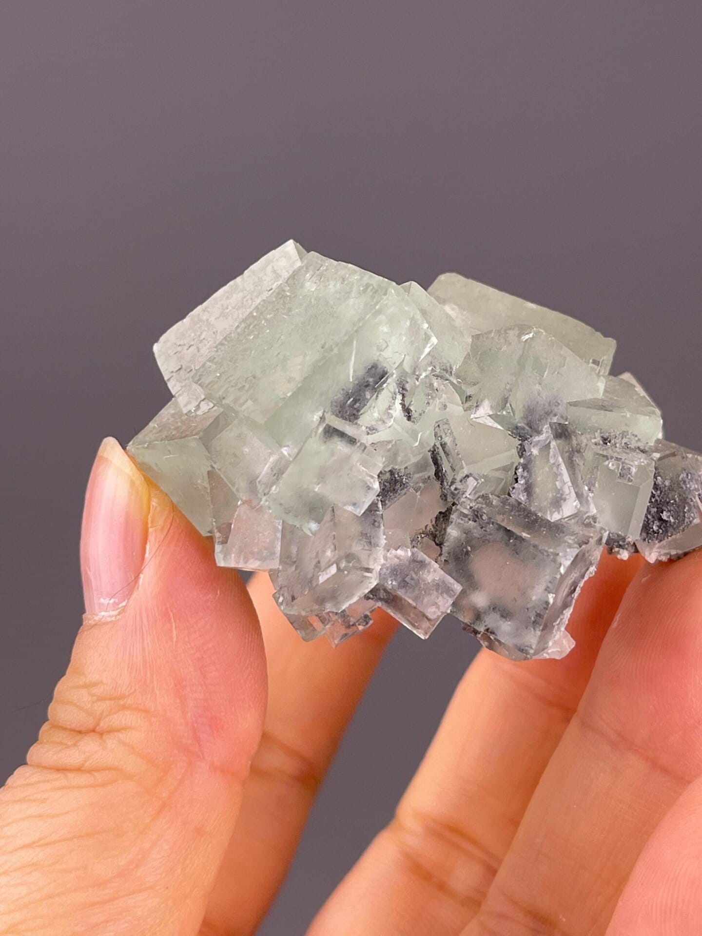 Side view of green fluorite Xianghualing specimen