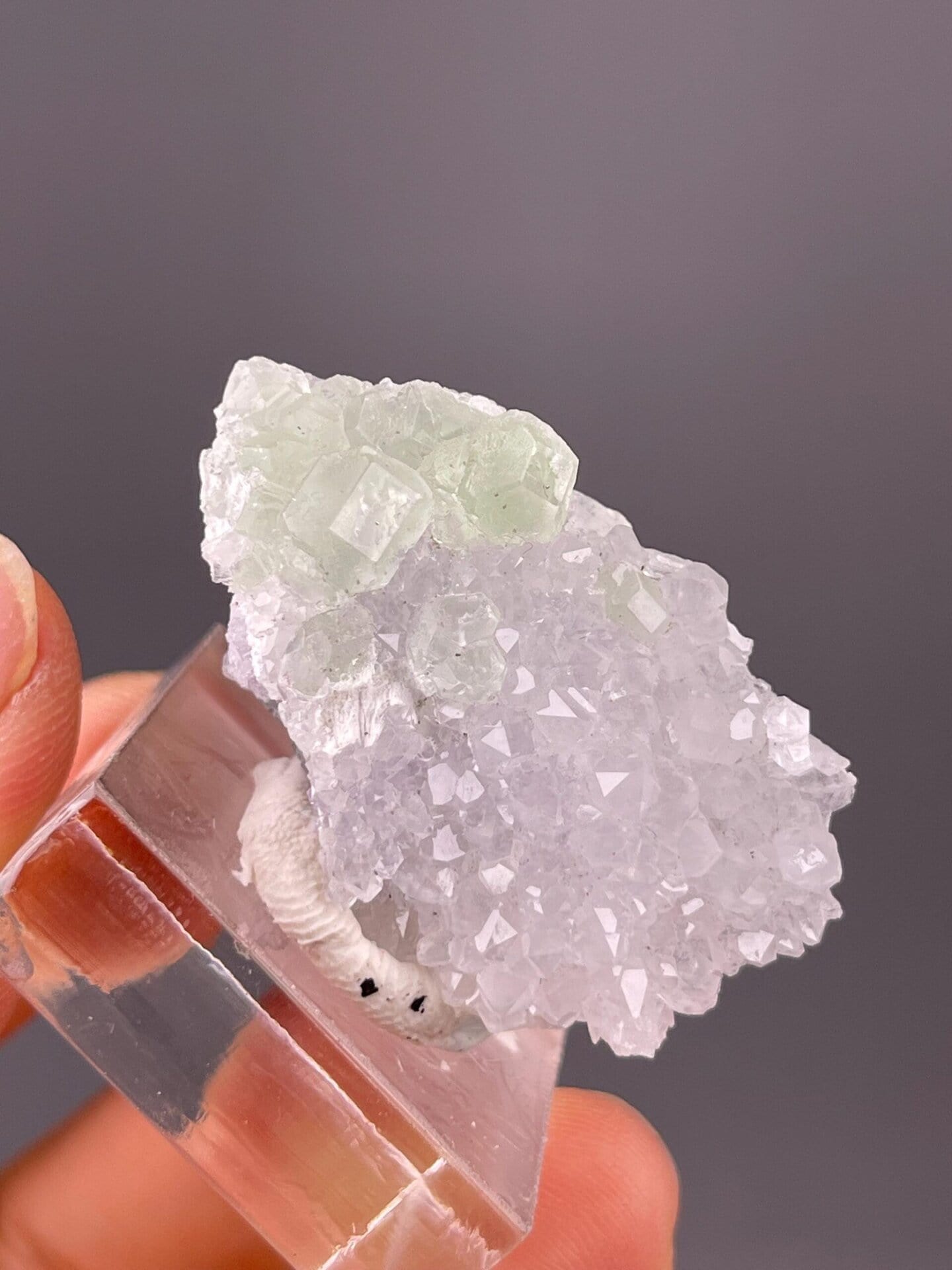 Green fluorite crystal color detail Fujian