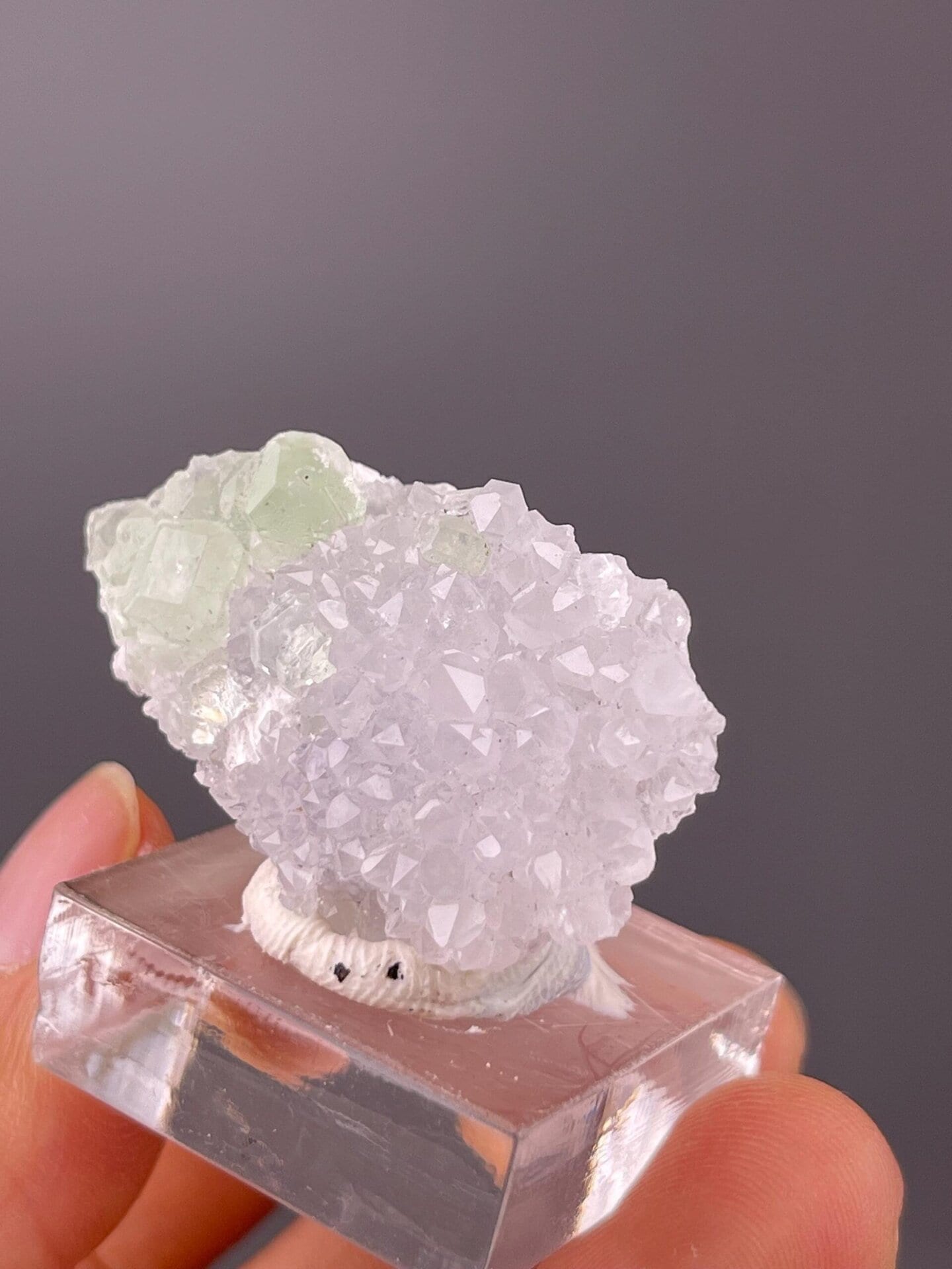 Green fluorite and quartz matrix close-up