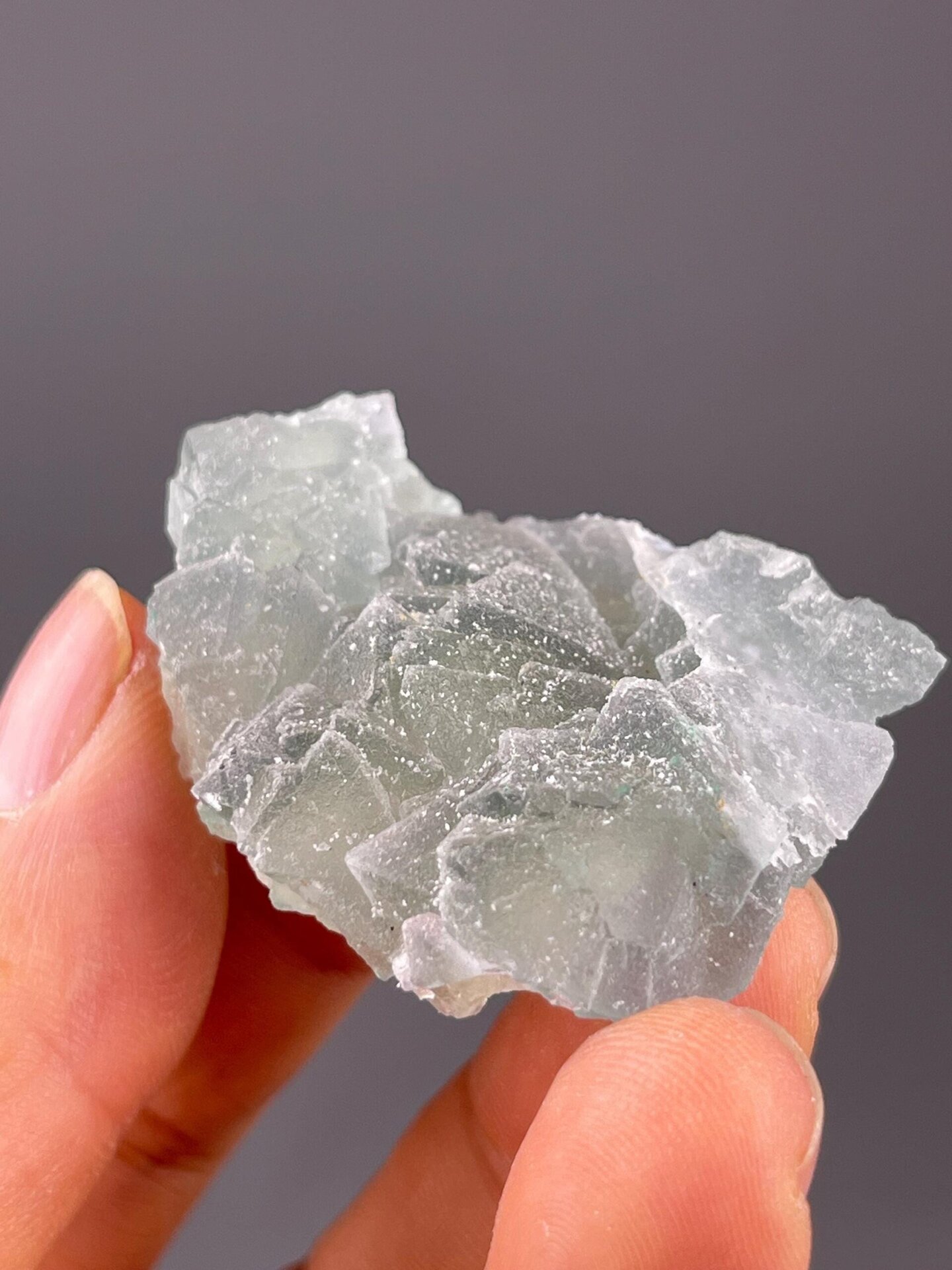 Green fluorite translucent body with sugary surface