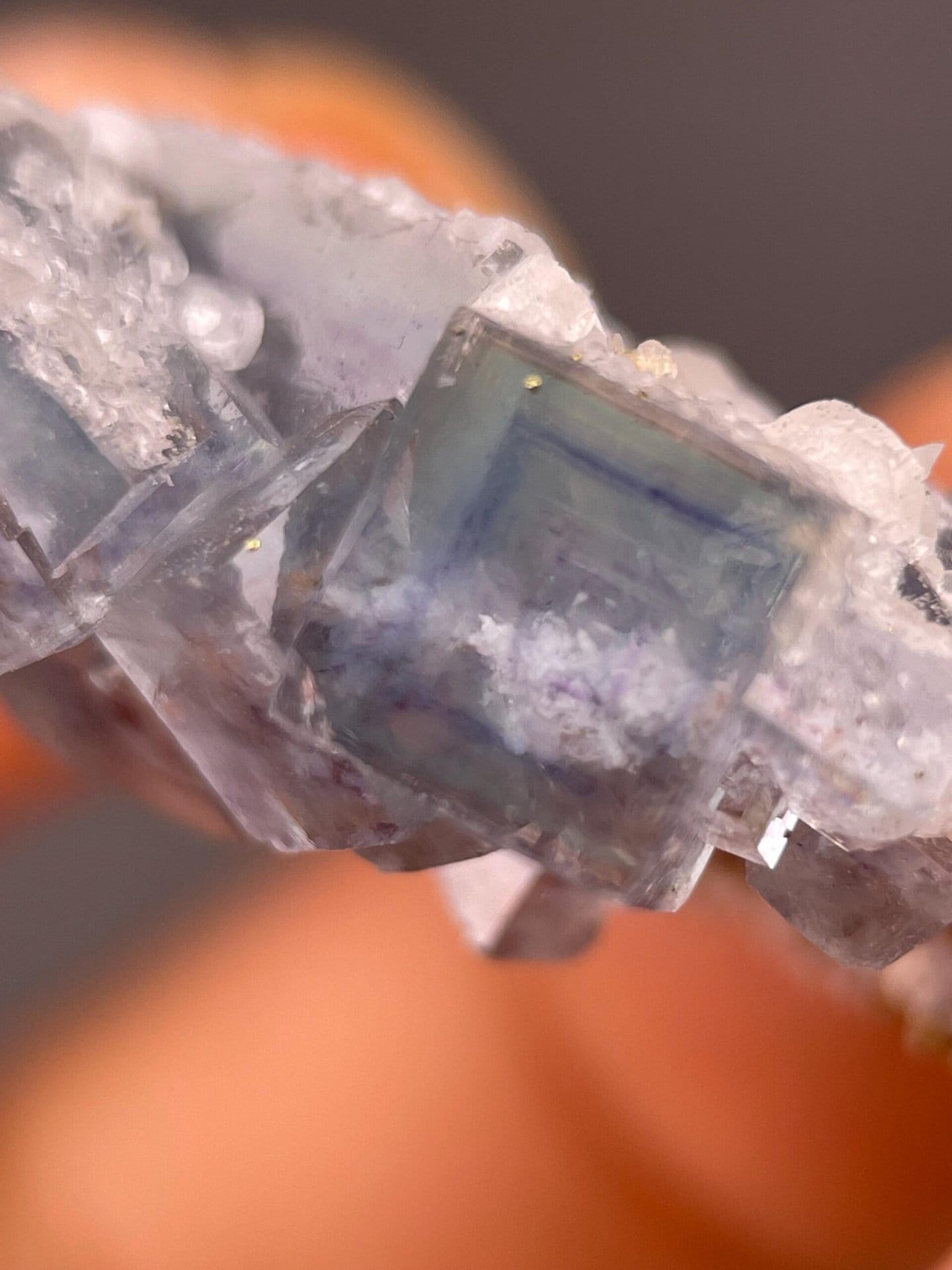 Blue fluorite Ma'anshan calcite ruler scale reference