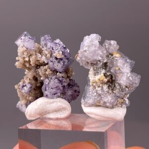 Purple Fluorite Mineral Specimen Set - Porcelain Clarity - Yaogangxian Mine - Geological Display