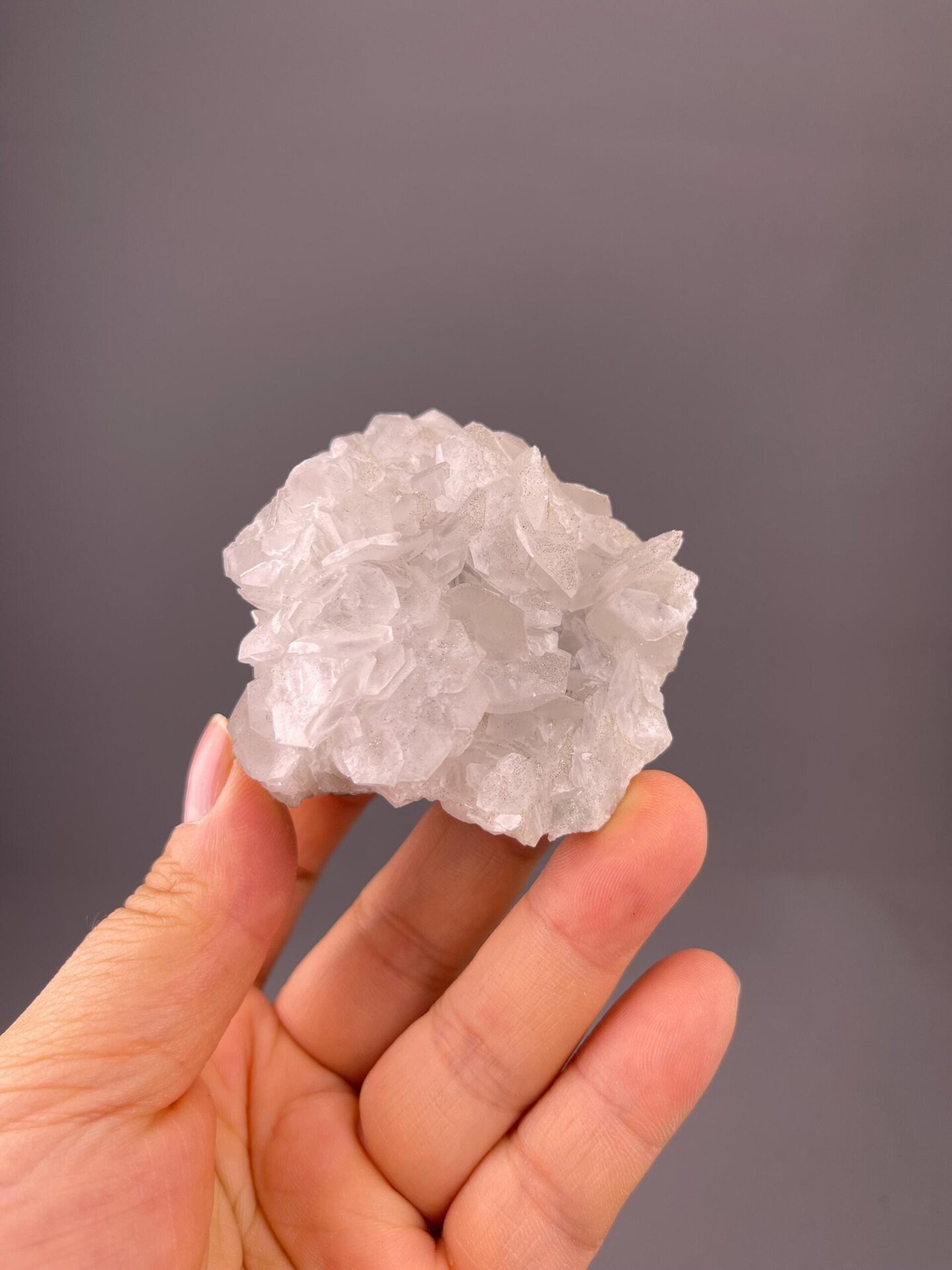 Close-up of petal-like calcite stalactitic crystals
