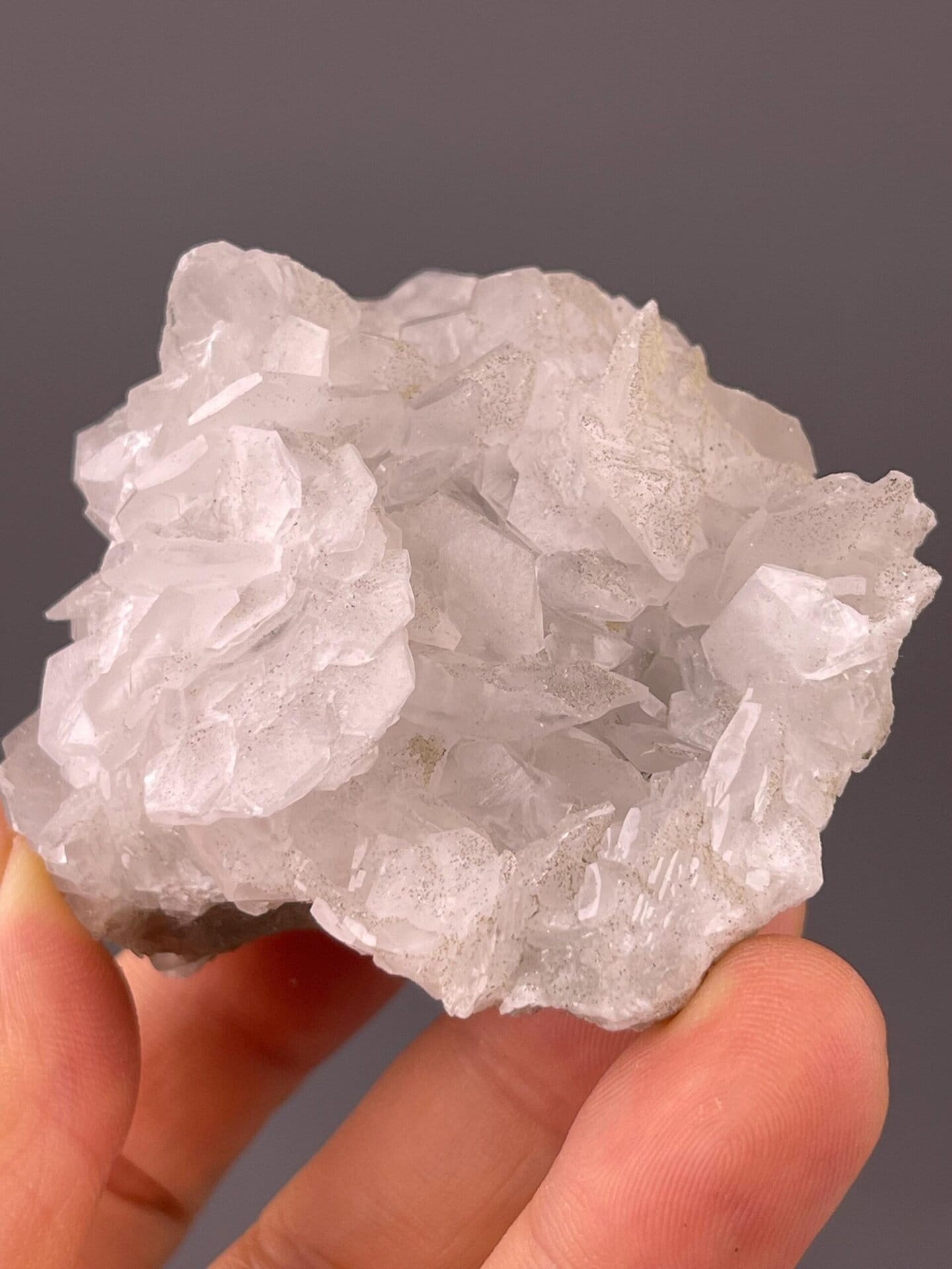 Side view of white calcite petal formation Hunan