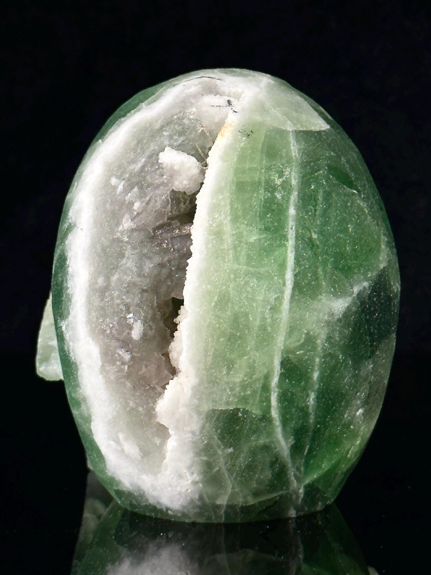 Back view of large carved fluorite skull