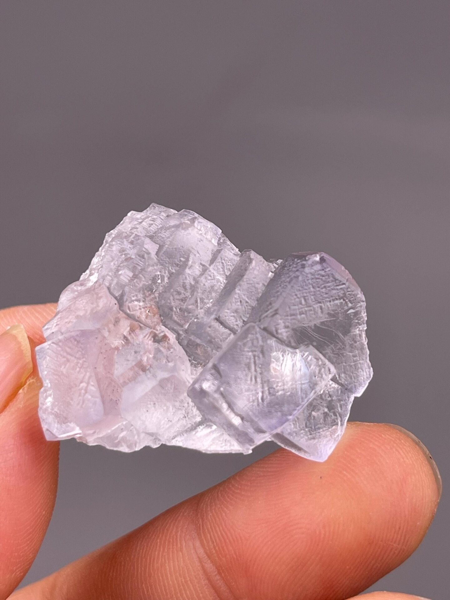 Full view of dissolved texture fluorite specimen