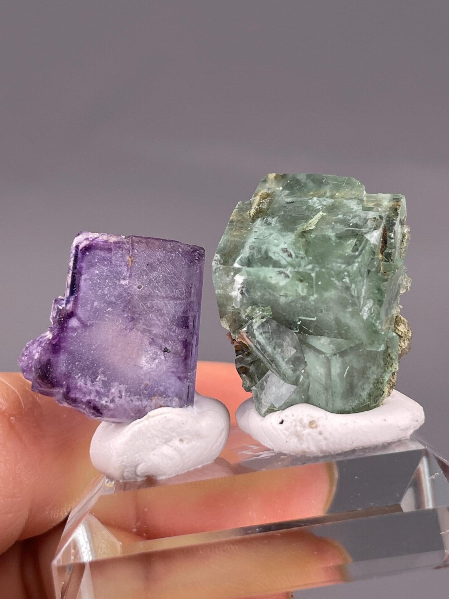 Green and purple fluorite two-piece set Yaogangxian front view