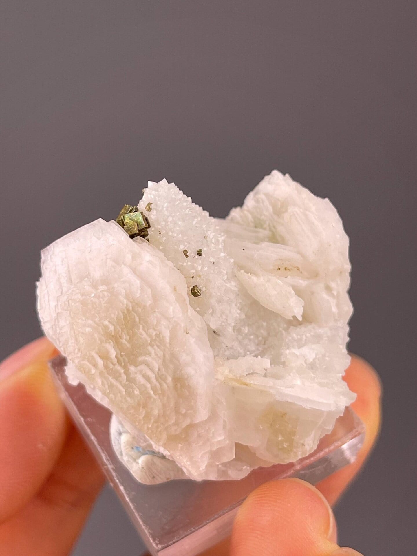 Pyrite quartz fluorite overhead top-down view
