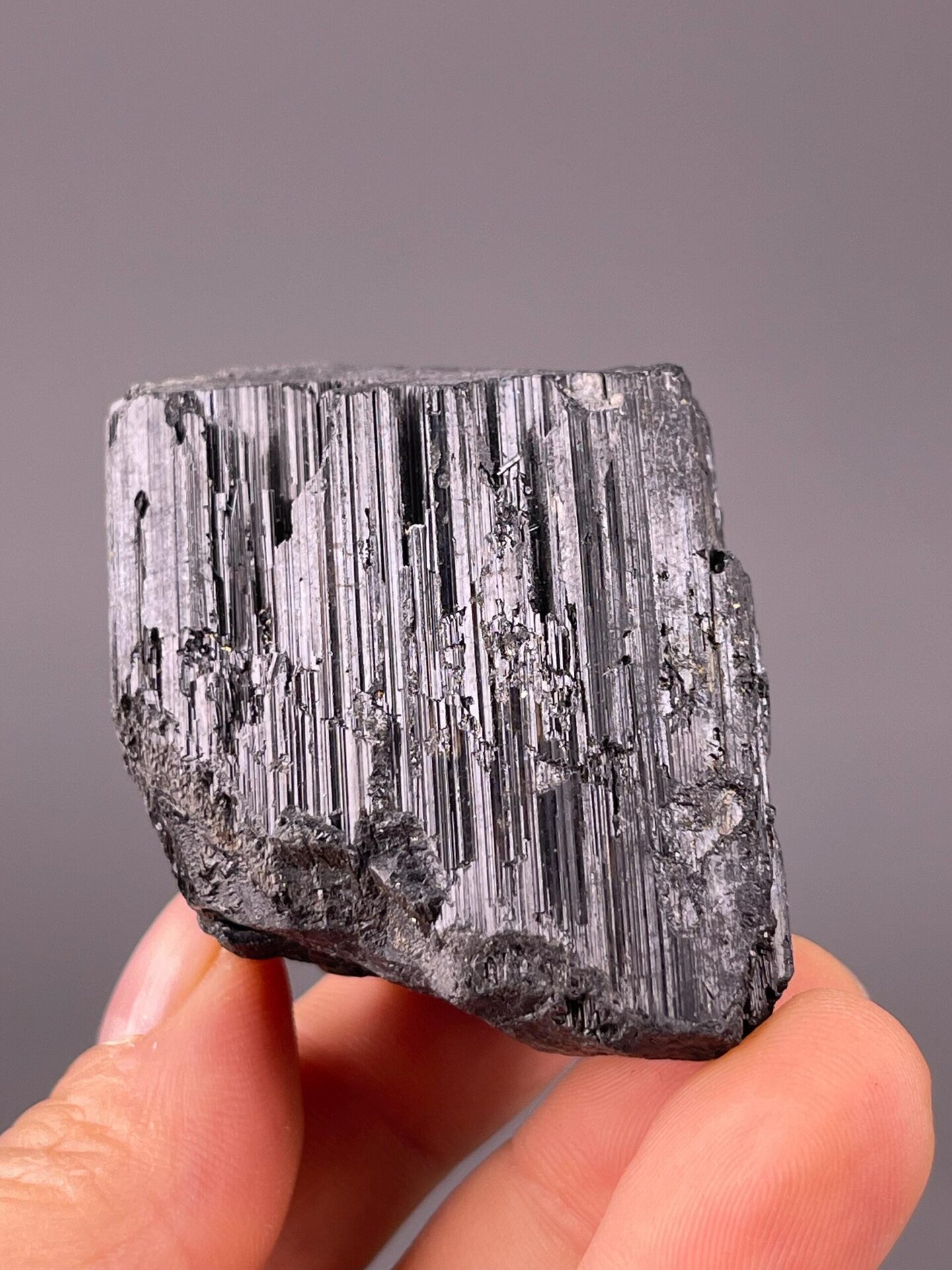 Black tourmaline lustrous surface detail