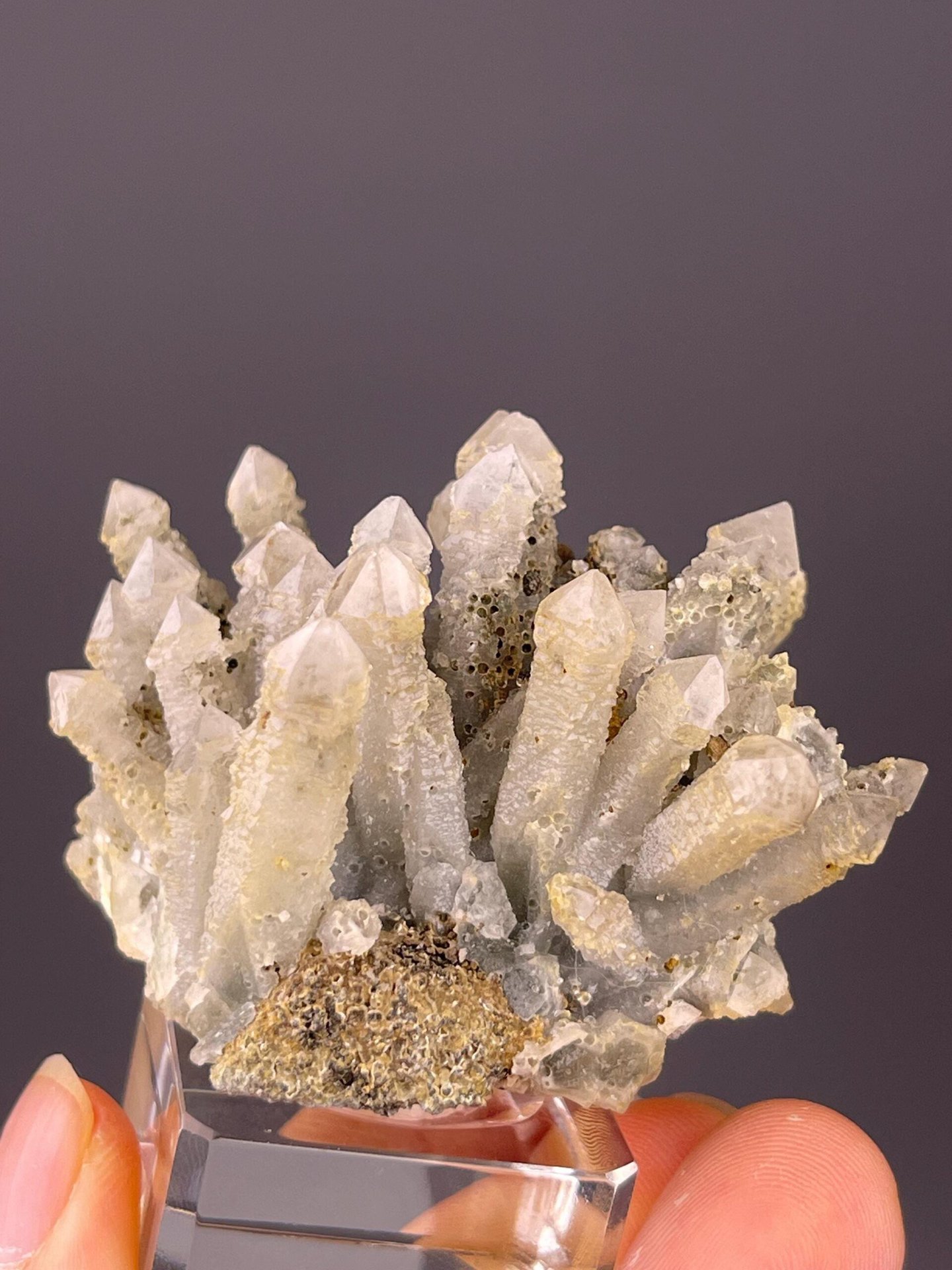 Quartz spiral growth texture close-up